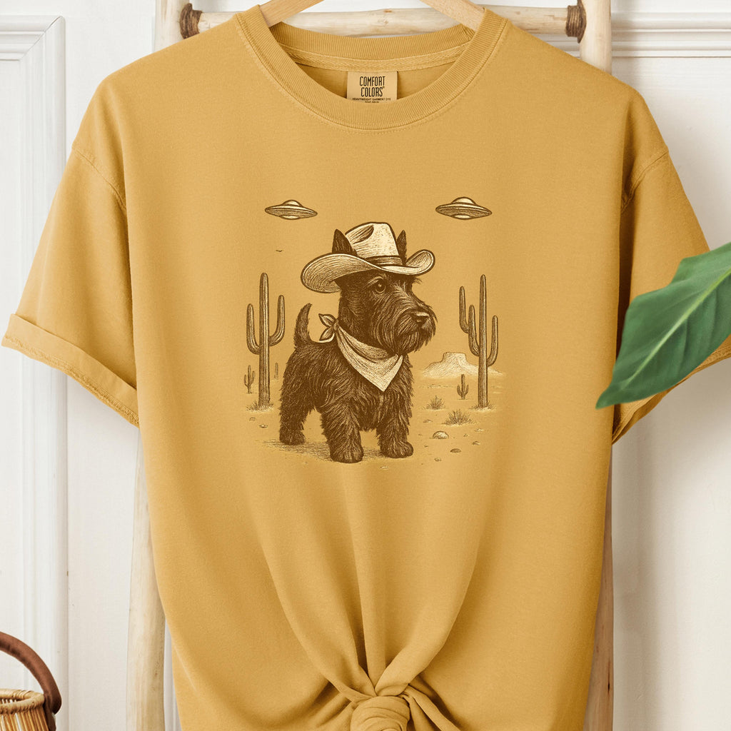 Scottish Terrier UFO Cowboy Shirt, Retro Western Tee