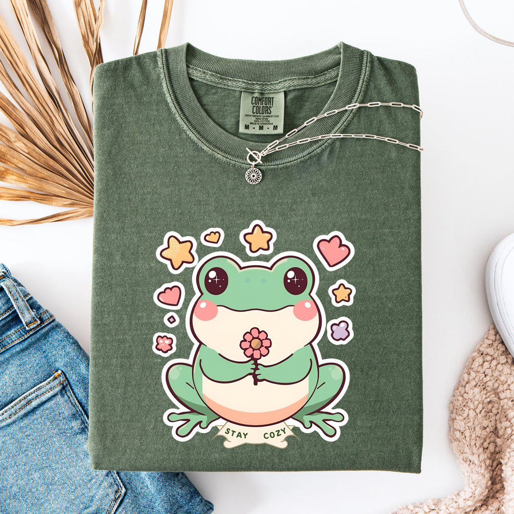 Kawaii Frog T-Shirt | Funny Flower Frog Art