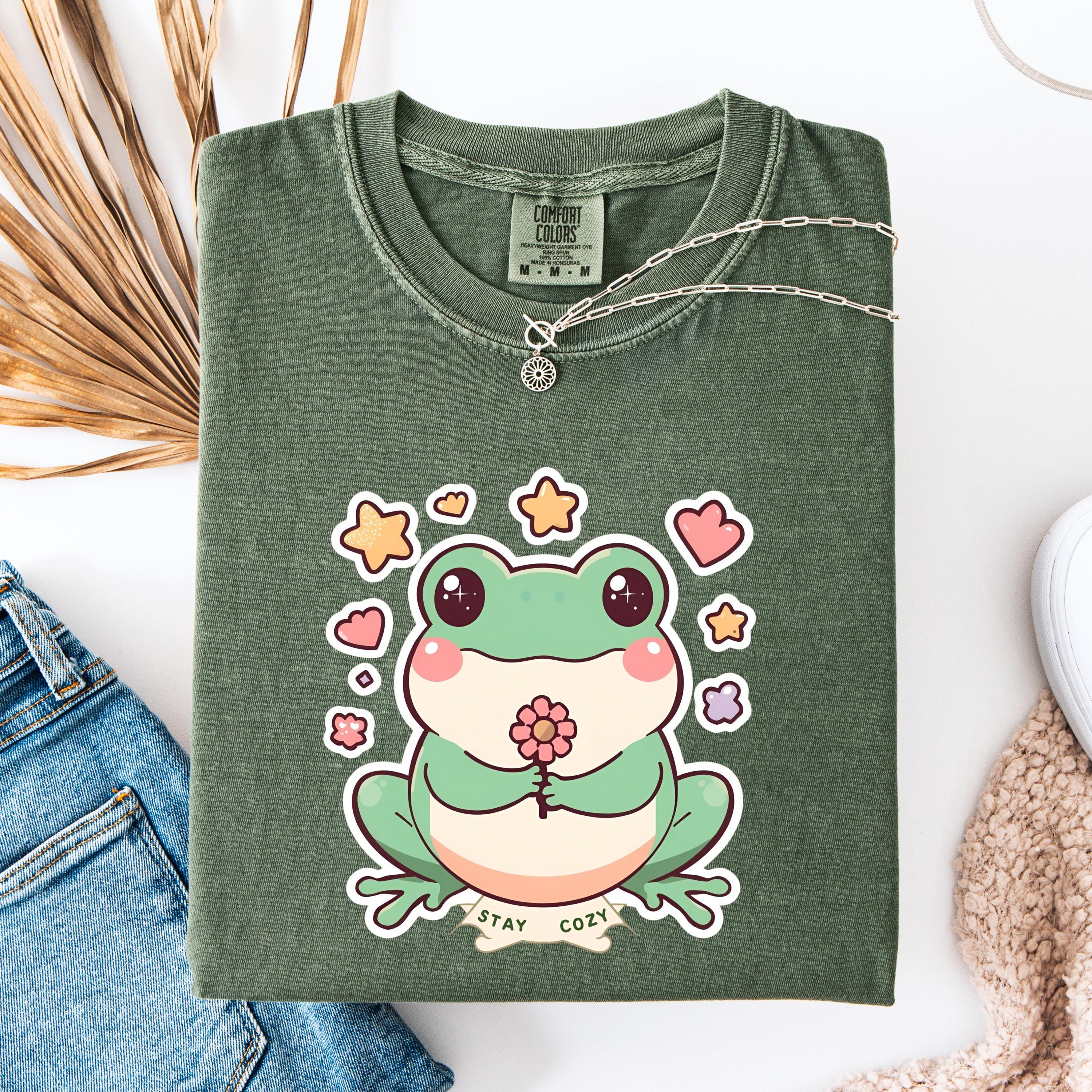 Kawaii Frog T-Shirt | Funny Flower Frog Art