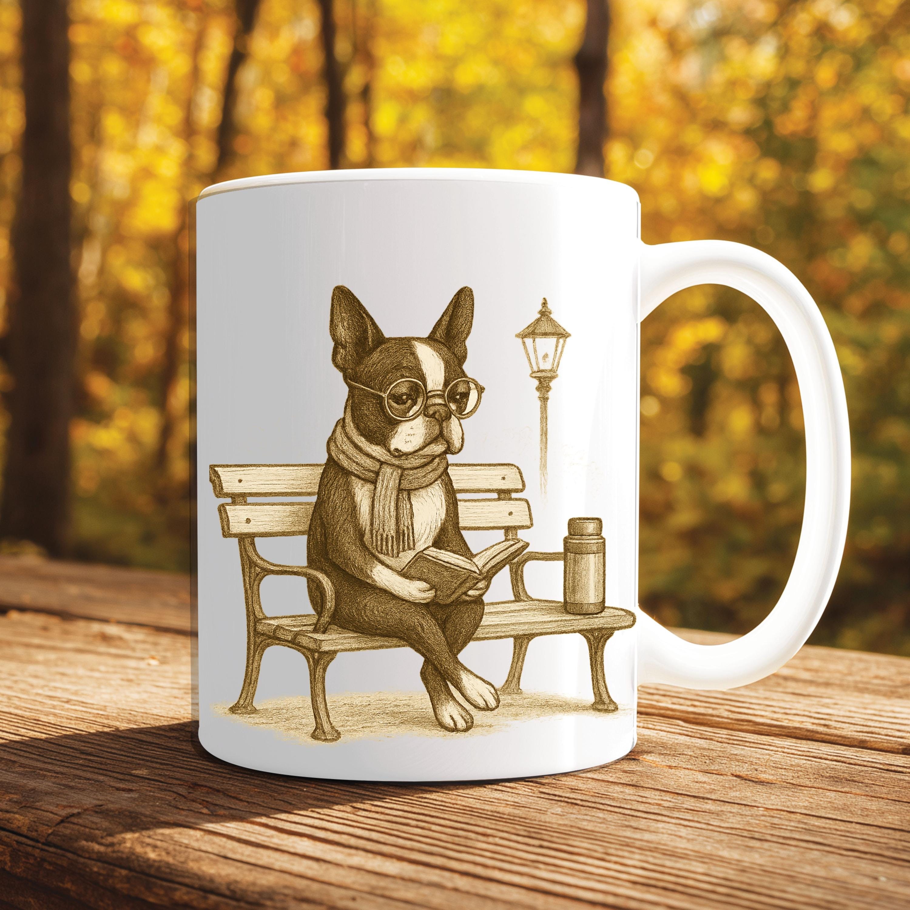 Boston Terrier Reading Mug