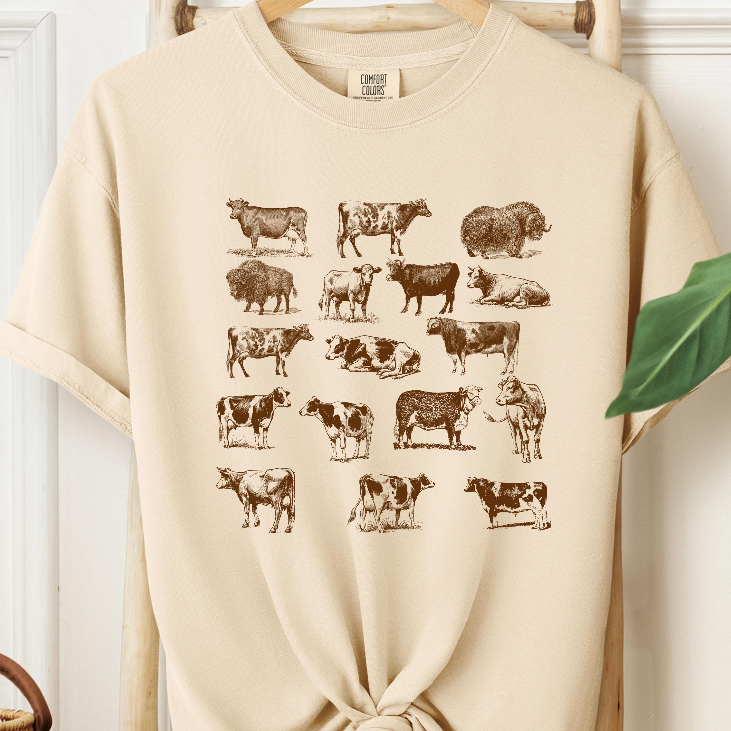 Vintage Cow Print Tee, Comfort Colors Oversized Unisex Shirt