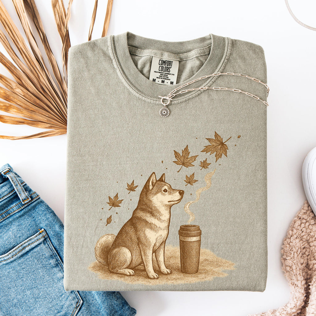 Dogs; Shiba Inu & Akita Coffee Shirt / Top-Down Café Art