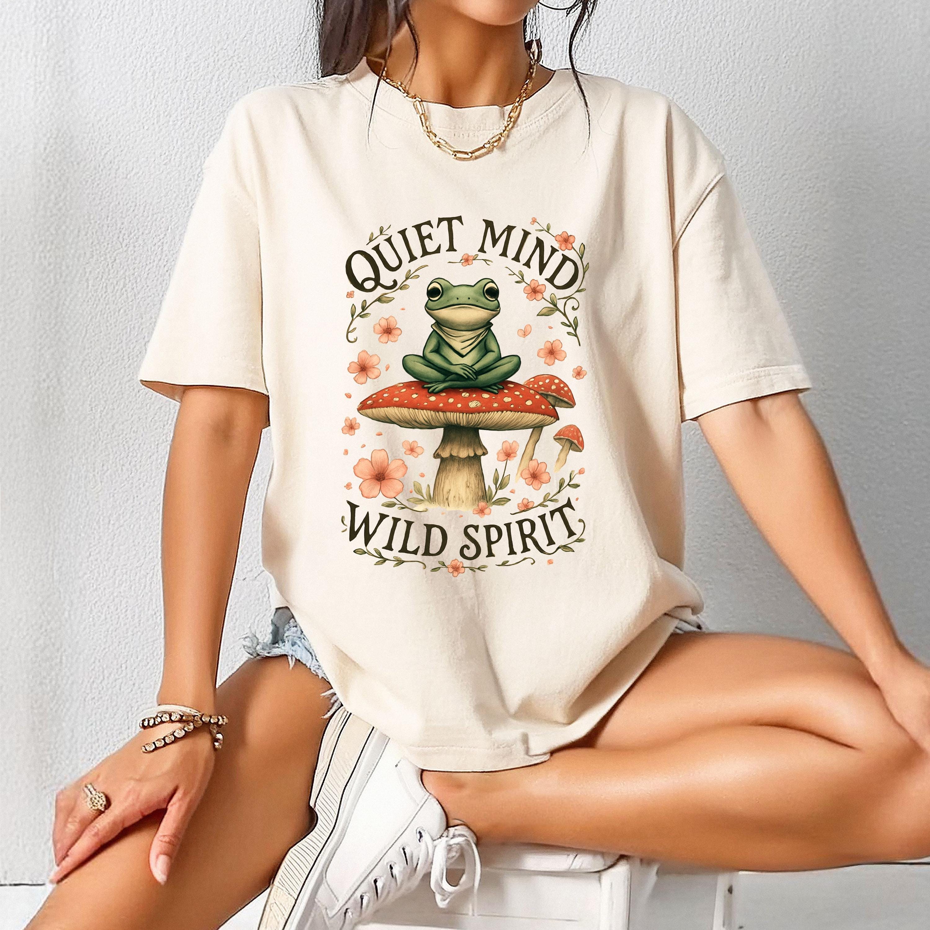 Cottagecore Frog T-Shirt | Meditating Toad on Mushroom, Nature Tee