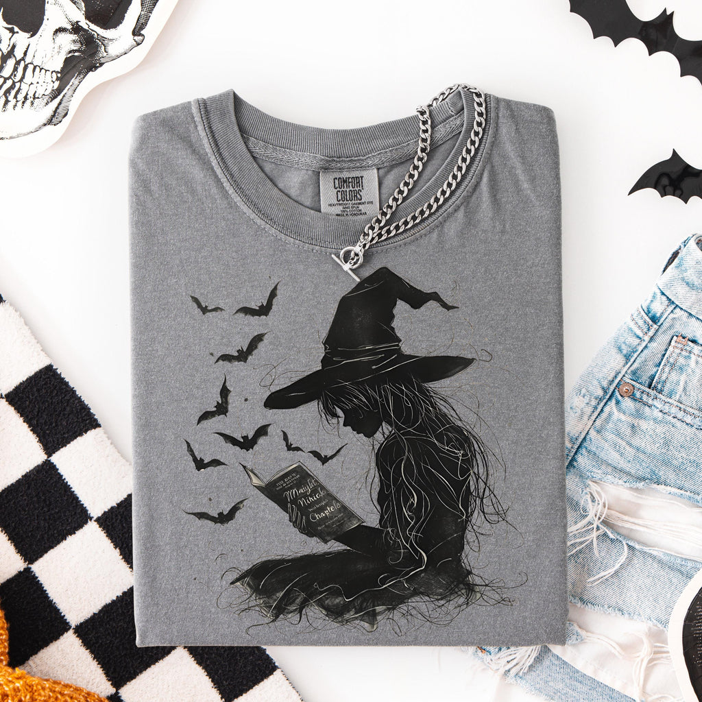 Salem Witch Reading Tee -  Spooky Witch Hat Halloween Shirt