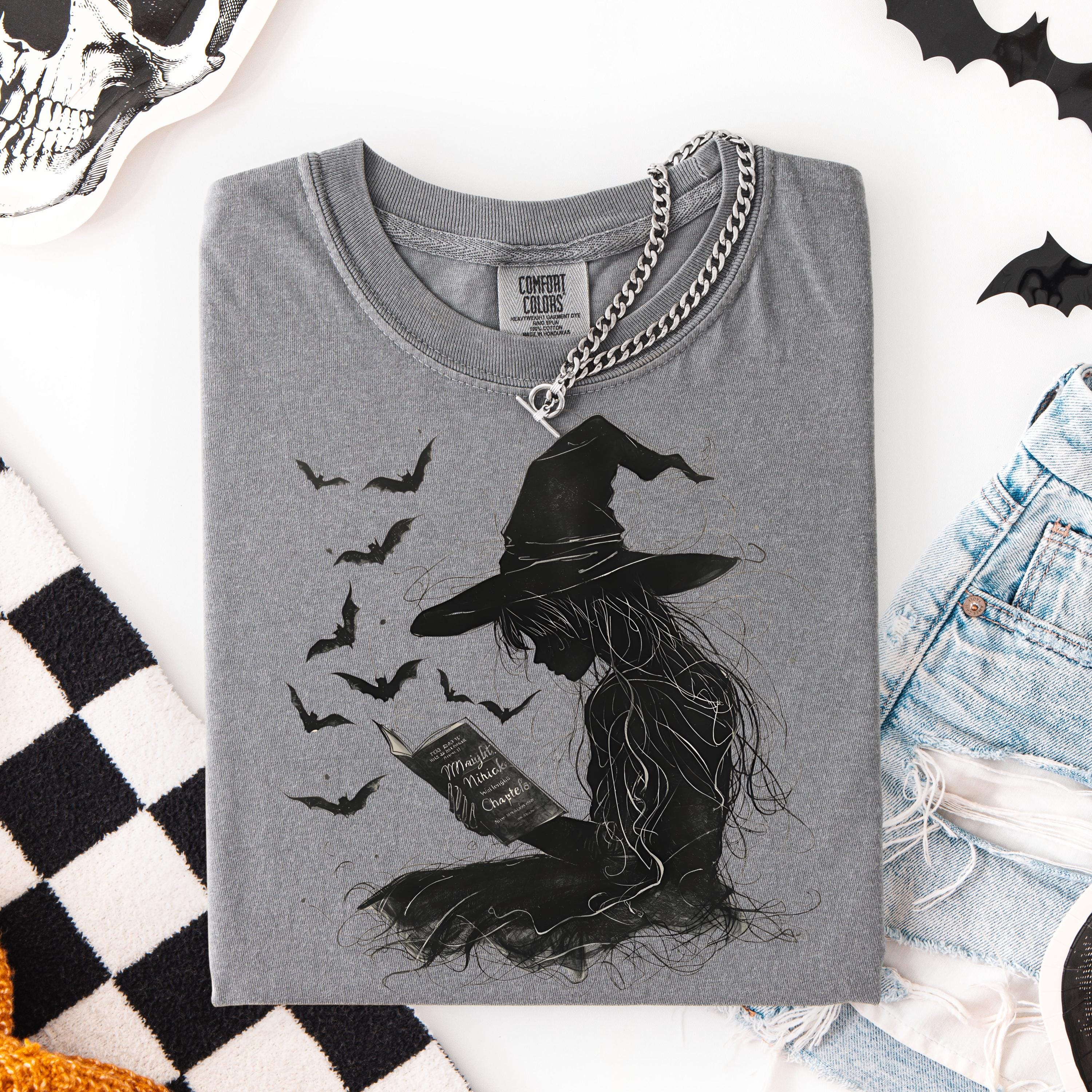 Salem Witch Reading Tee -  Spooky Witch Hat Halloween Shirt