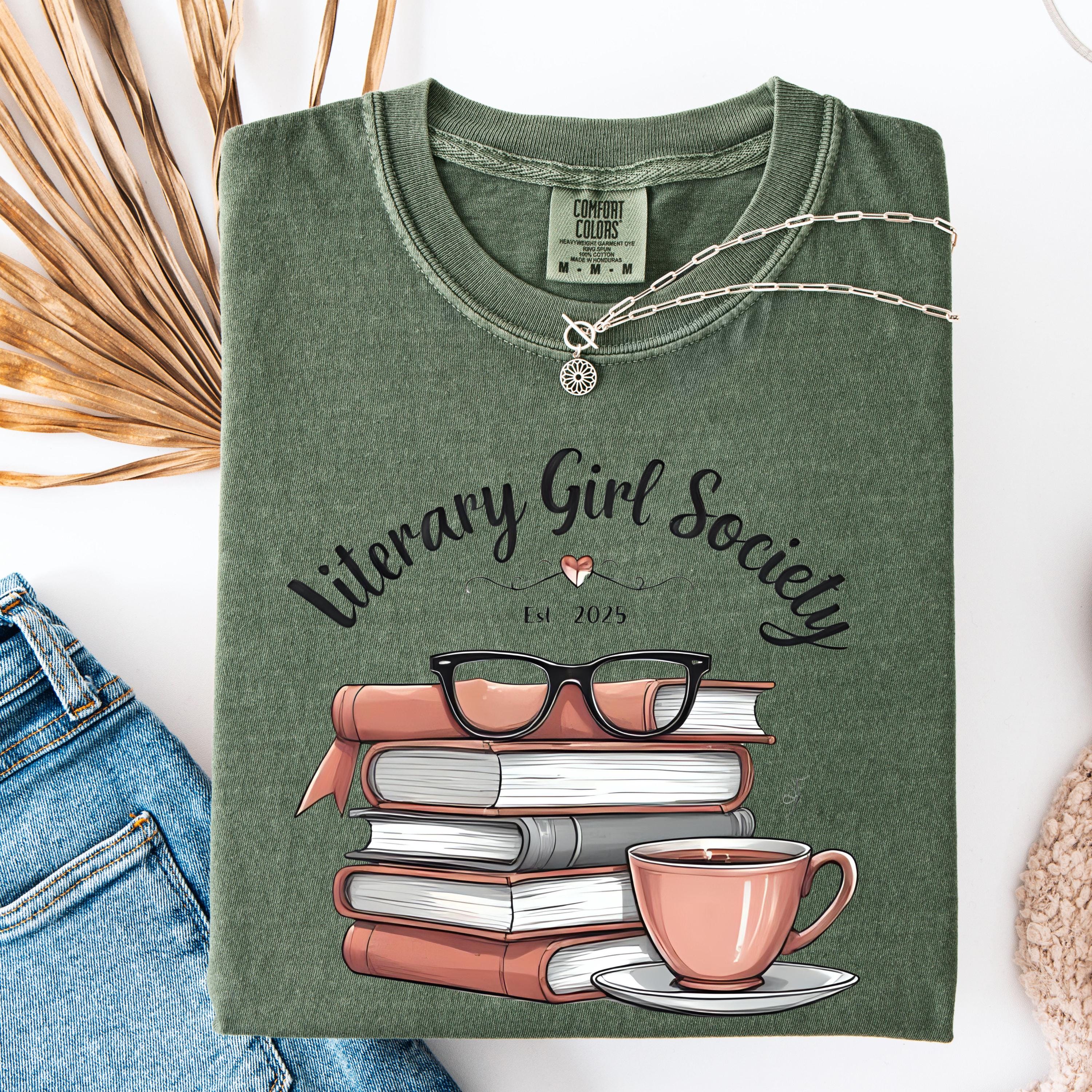 Literary Girl Society Tee, Book Lover Comfort Colors Shirt