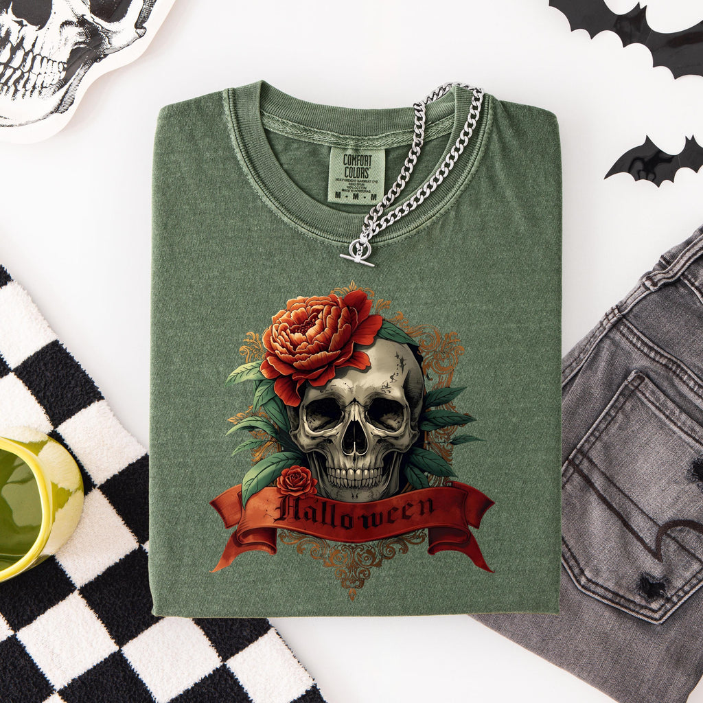 Goth Clothes Skull Shirt – Vintage Skull Rose Tee