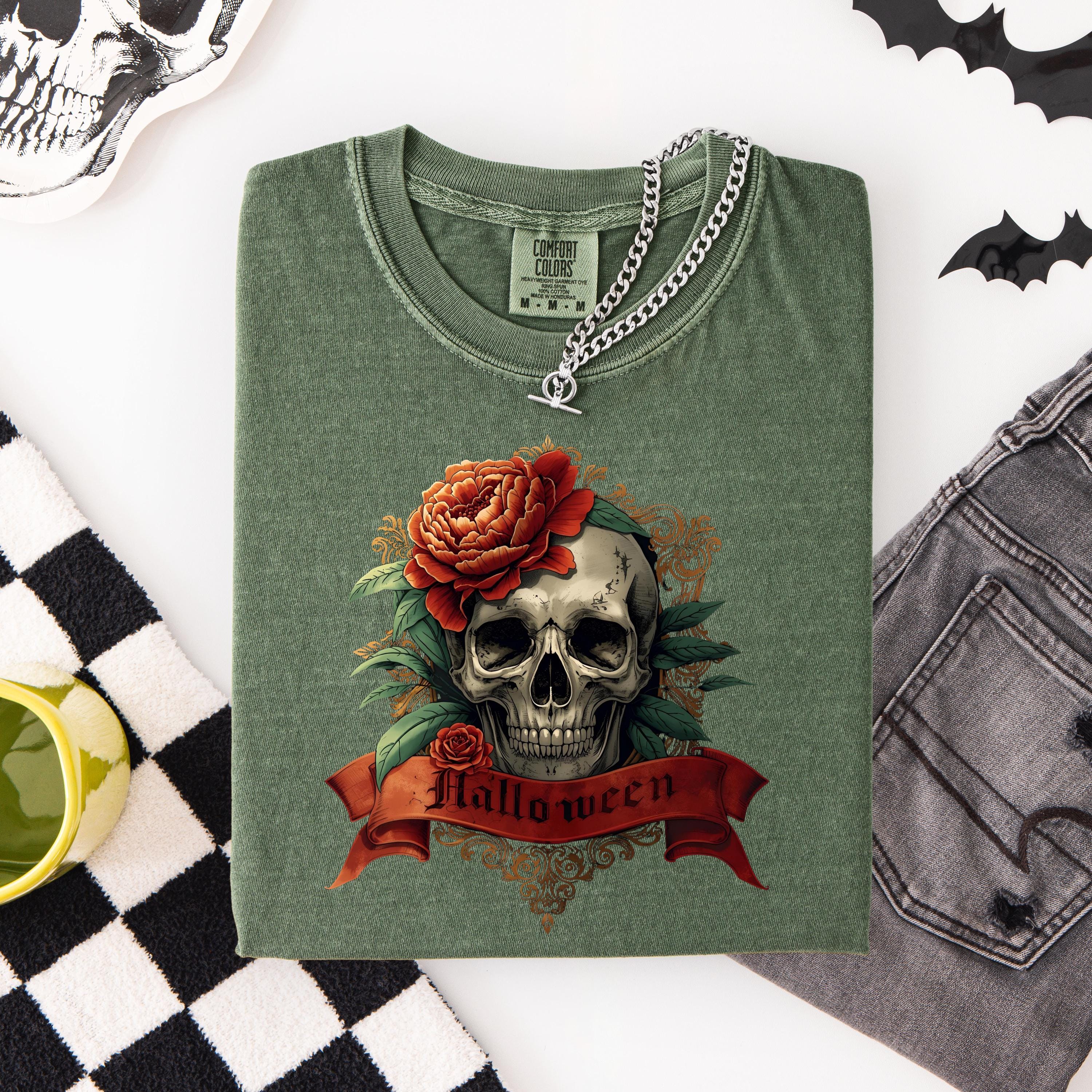 Goth Clothes Skull Shirt – Vintage Skull Rose Tee