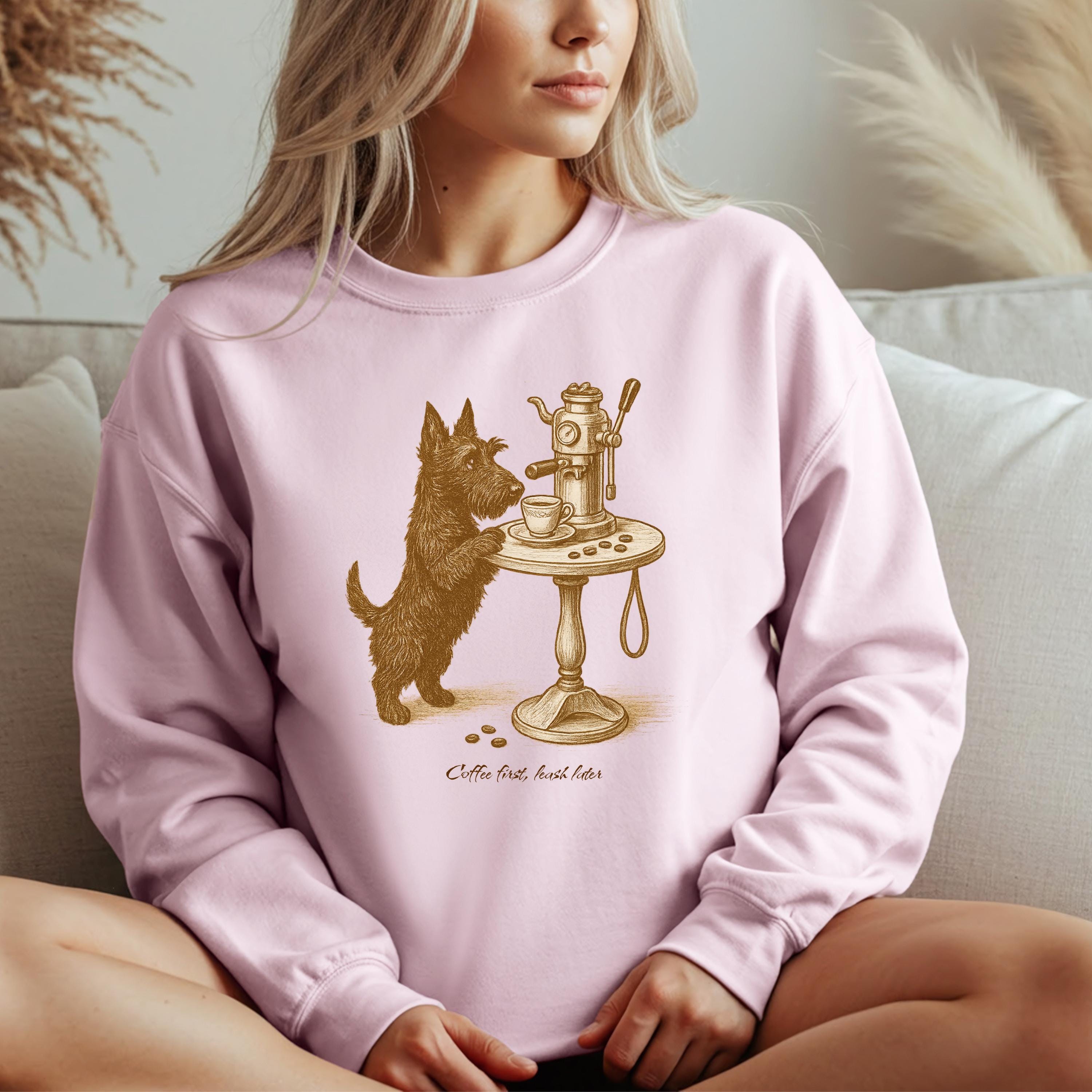 Scottie Dog Sweatshirt - Fall Coffee & Dogs Crewneck