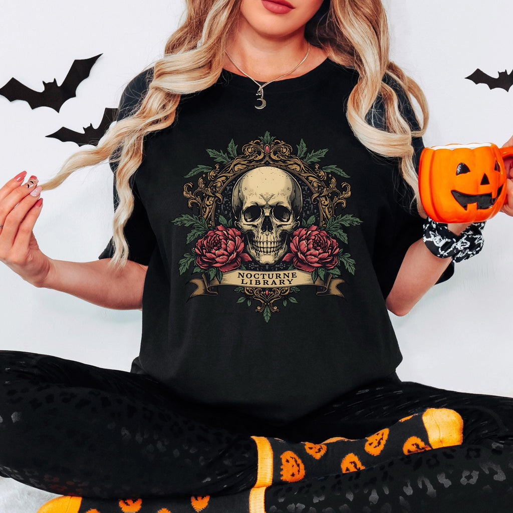 Goth Clothes Skull Shirt – Vintage Skull Rose Tee