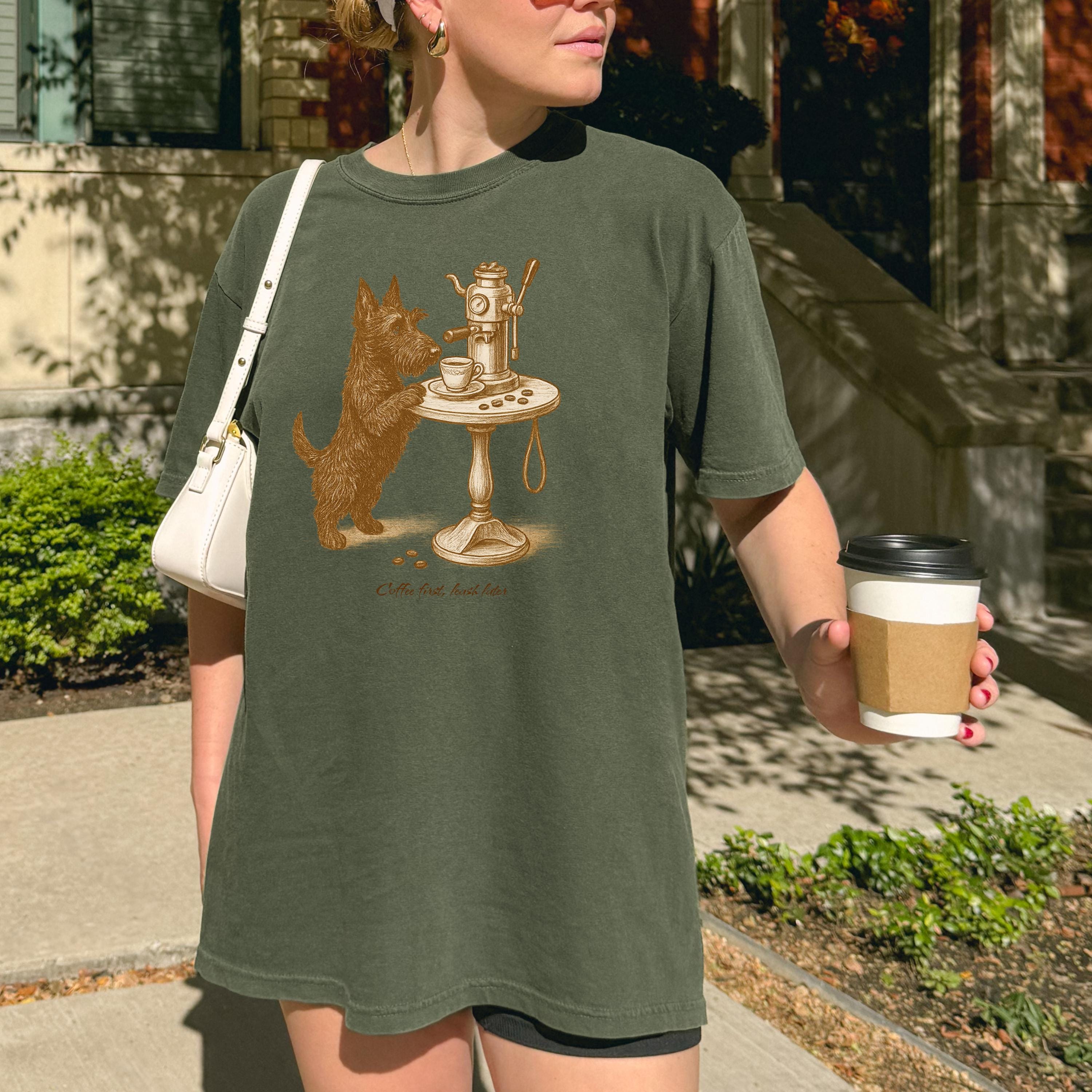 Scottish Terrier Latte Lover Shirt, coffe dog