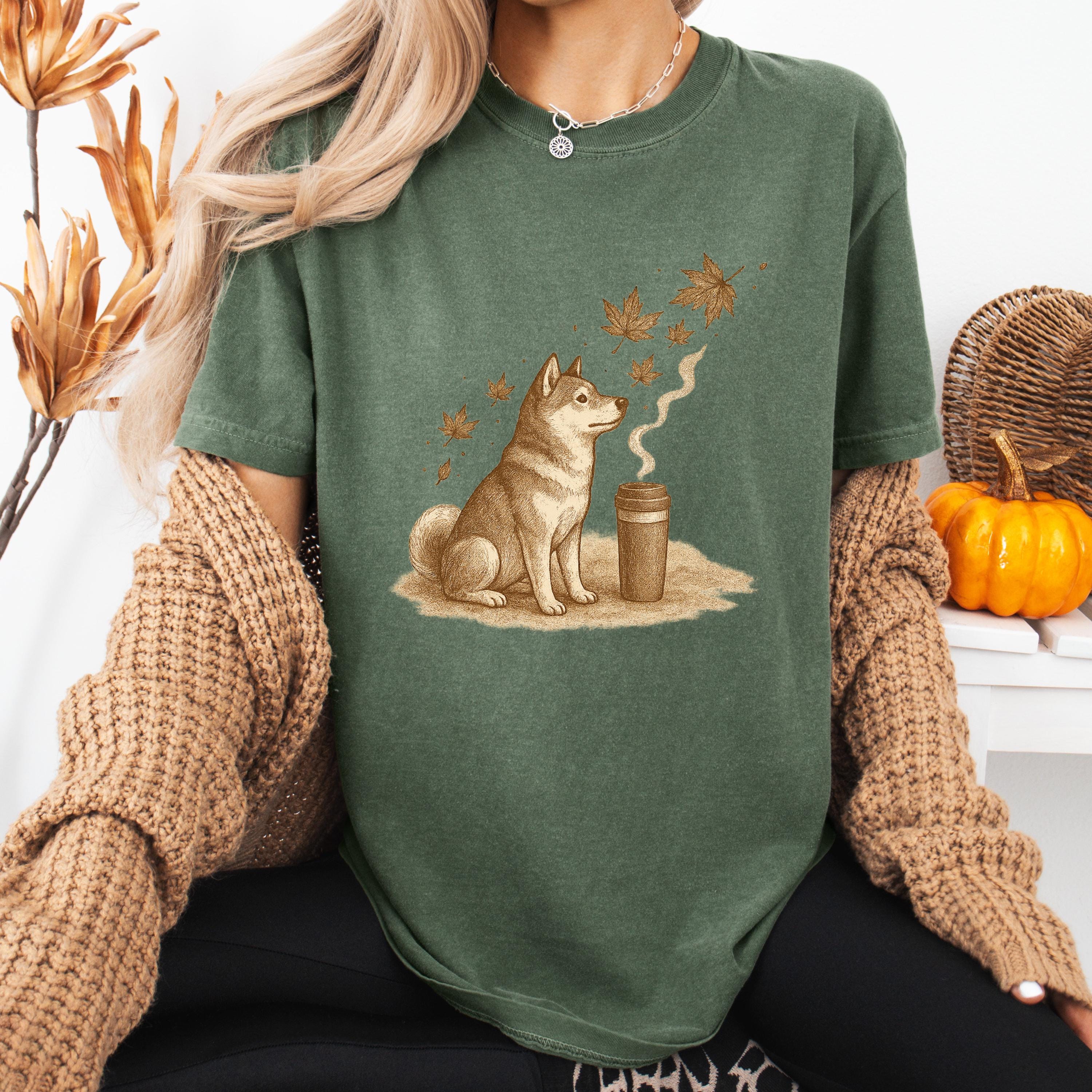 Dogs; Shiba Inu & Akita Coffee Shirt / Top-Down Café Art