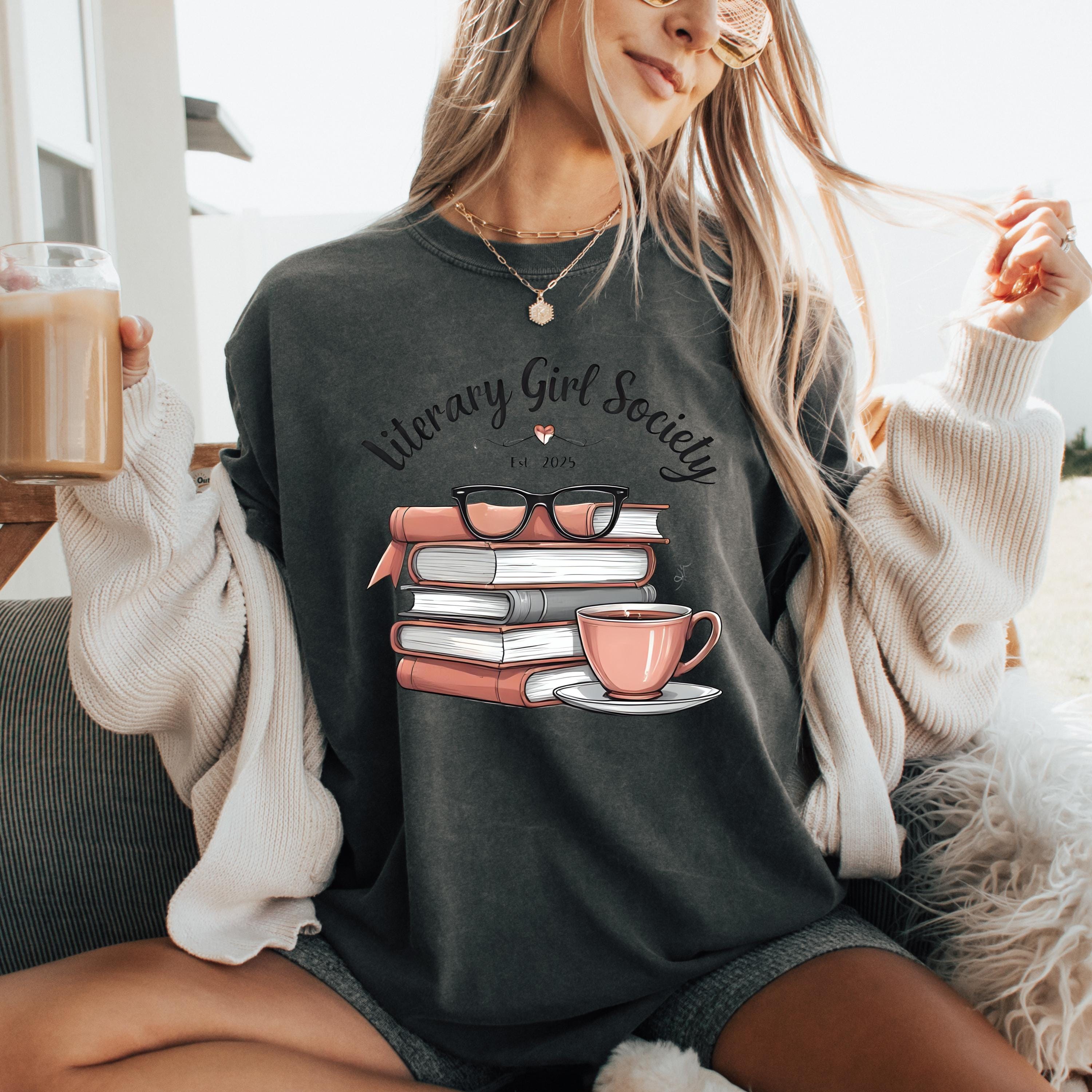 Literary Girl Society Tee, Book Lover Comfort Colors Shirt