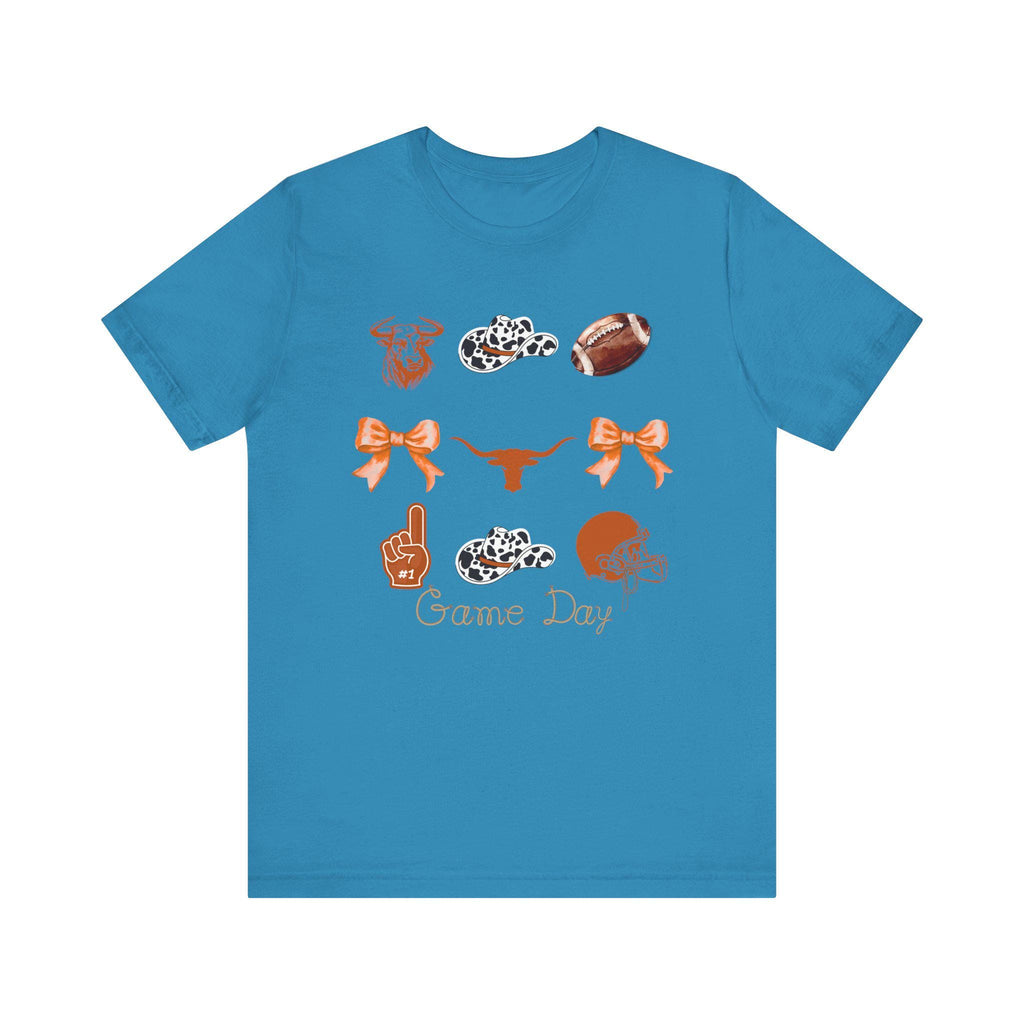 Western Football Shirt, Cow Print Cowboy Hat Game Day Tee with Bows