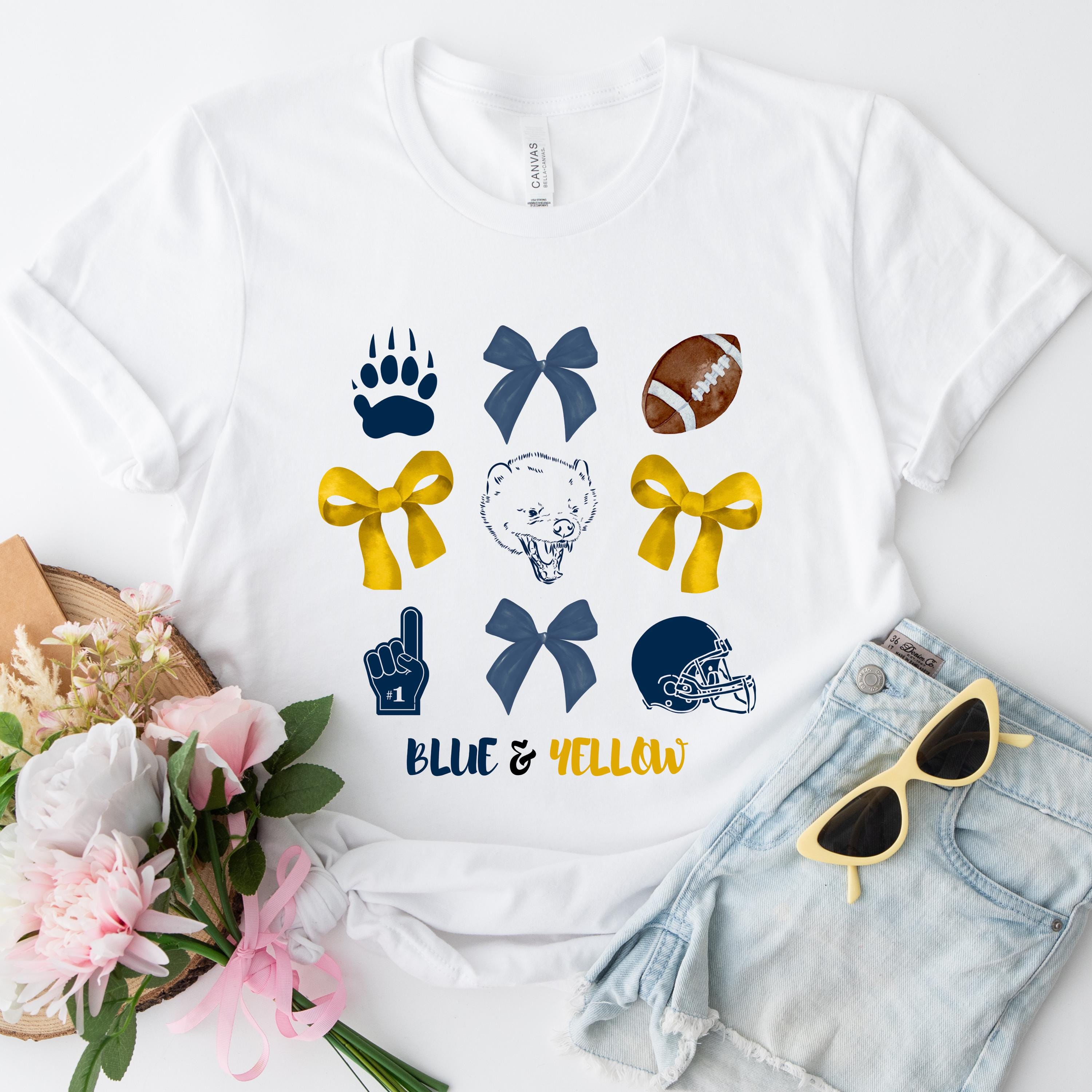 Blue & Yellow Game Day Tee, College football,