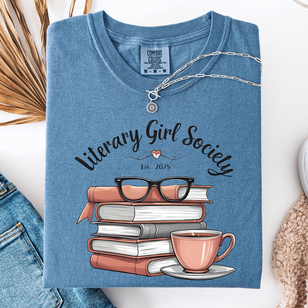 Literary Girl Society Tee, Book Lover Comfort Colors Shirt