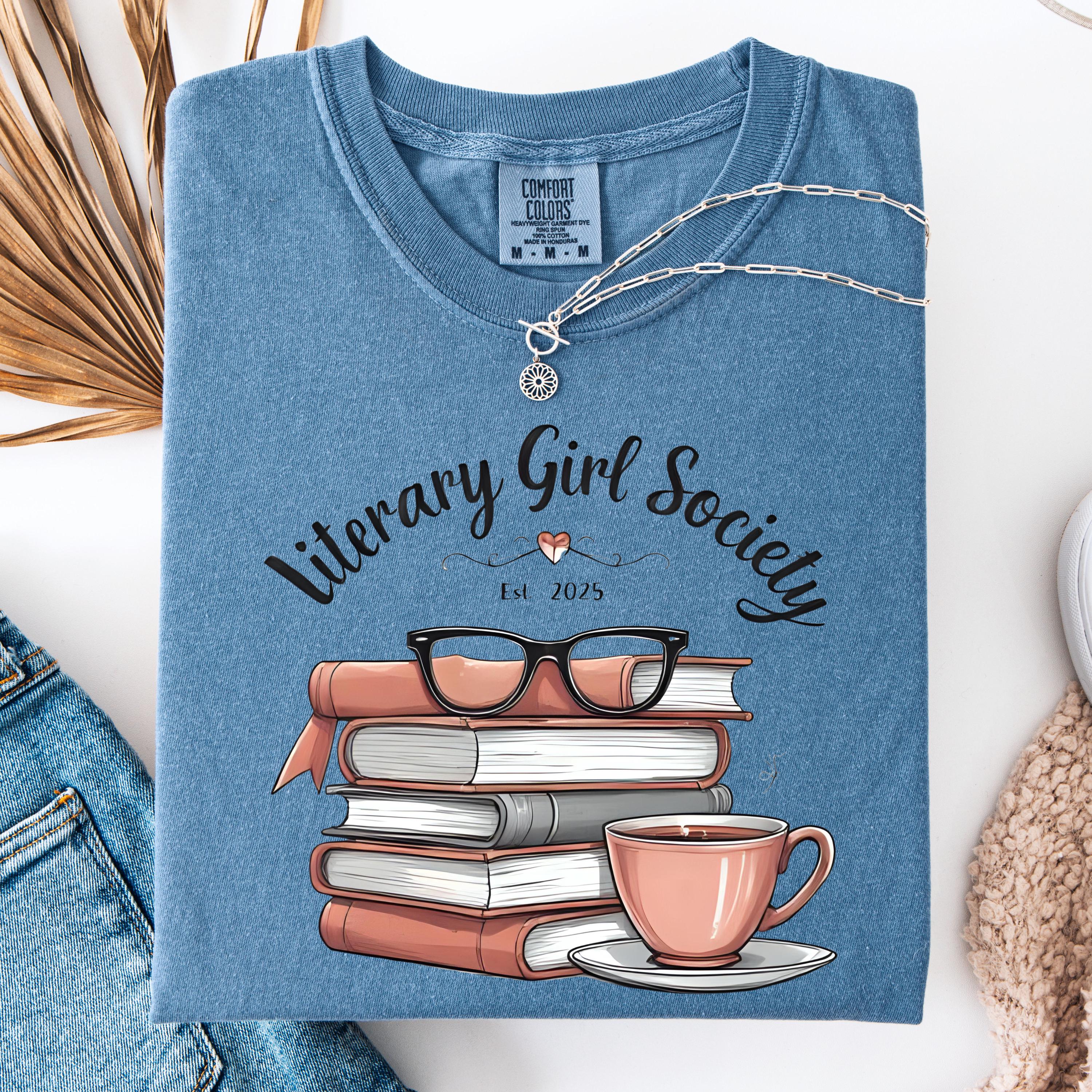 Literary Girl Society Tee, Book Lover Comfort Colors Shirt