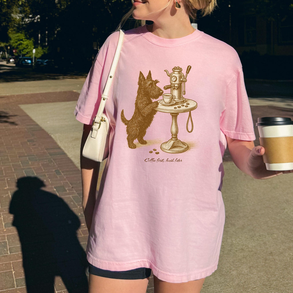 Scottish Terrier Latte Lover Shirt, coffe dog