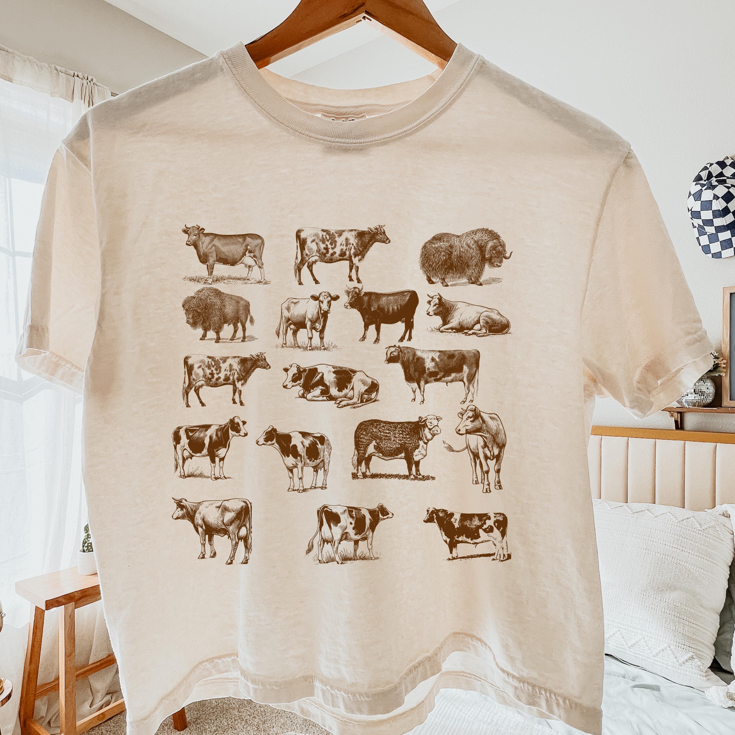 Vintage Cow Print Tee, Comfort Colors Oversized Unisex Shirt
