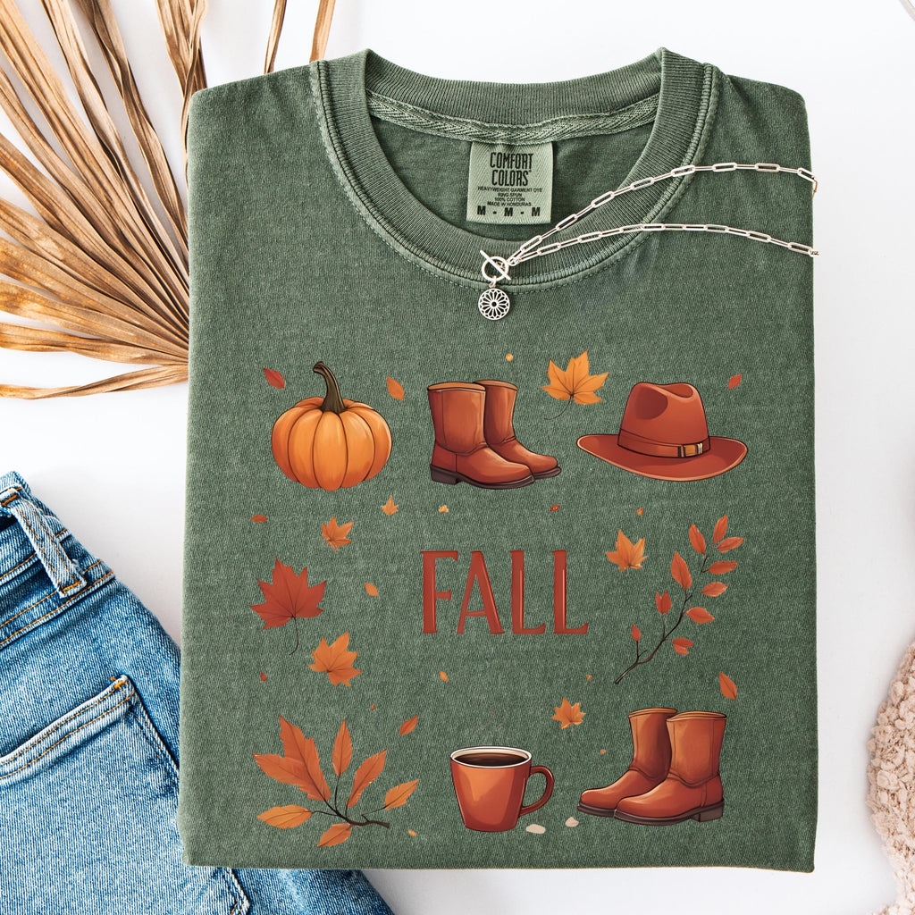Hello Fall Floral Pumpkin Shirt - Autumn Leaves Graphic