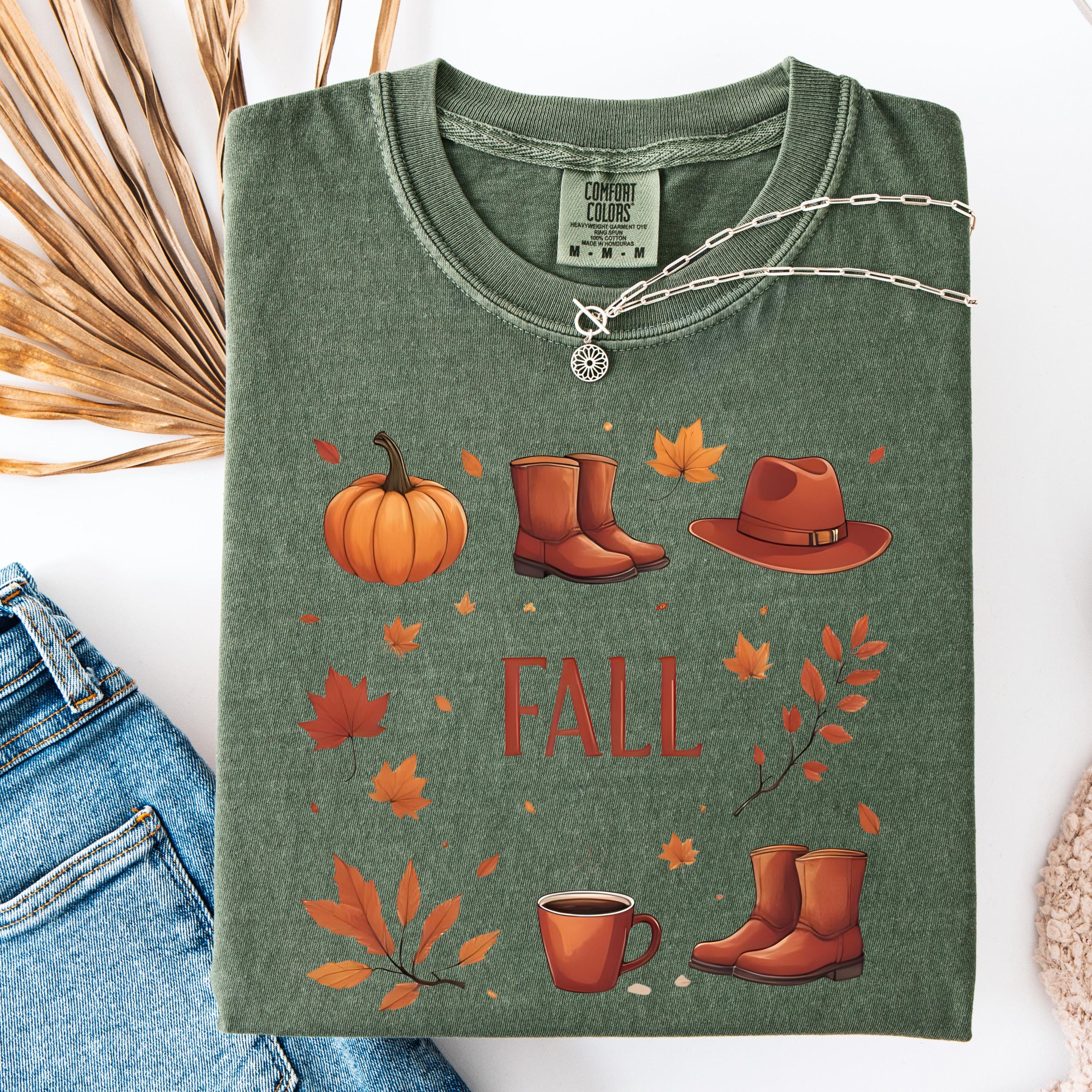 Hello Fall Floral Pumpkin Shirt - Autumn Leaves Graphic