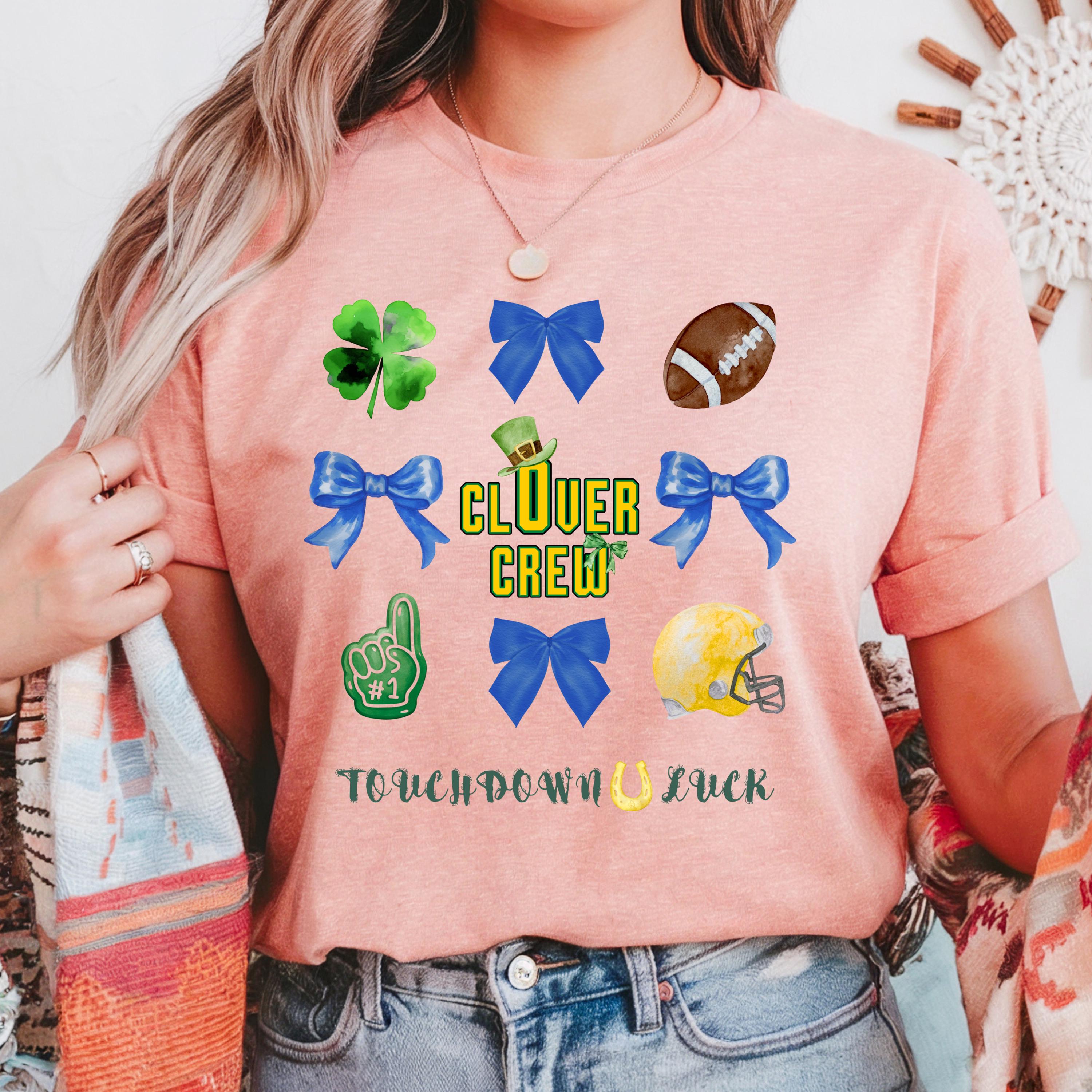 Clover Crew St Patrick's Day Football Shirt, Shamrock Game Day Tee