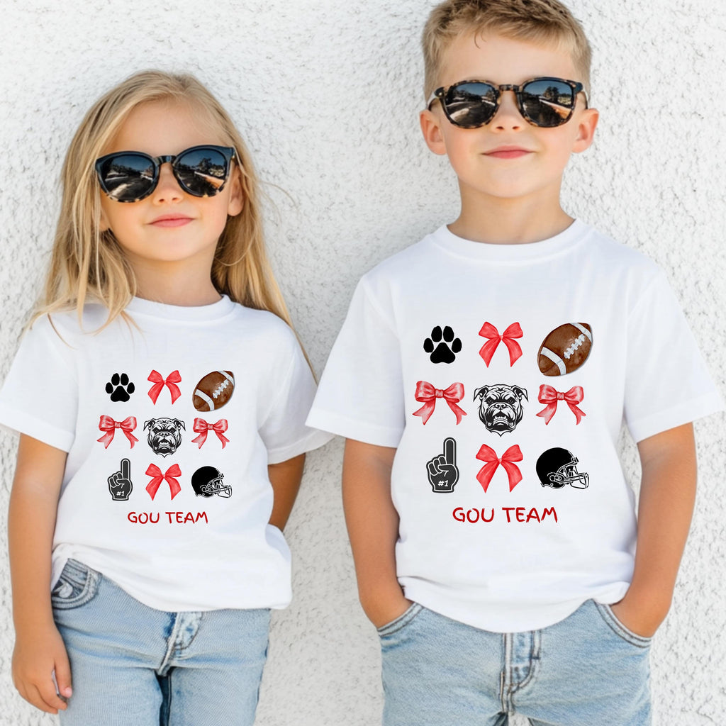 Kids Bulldogs Game Day Football T-Shirt, School Spirit!