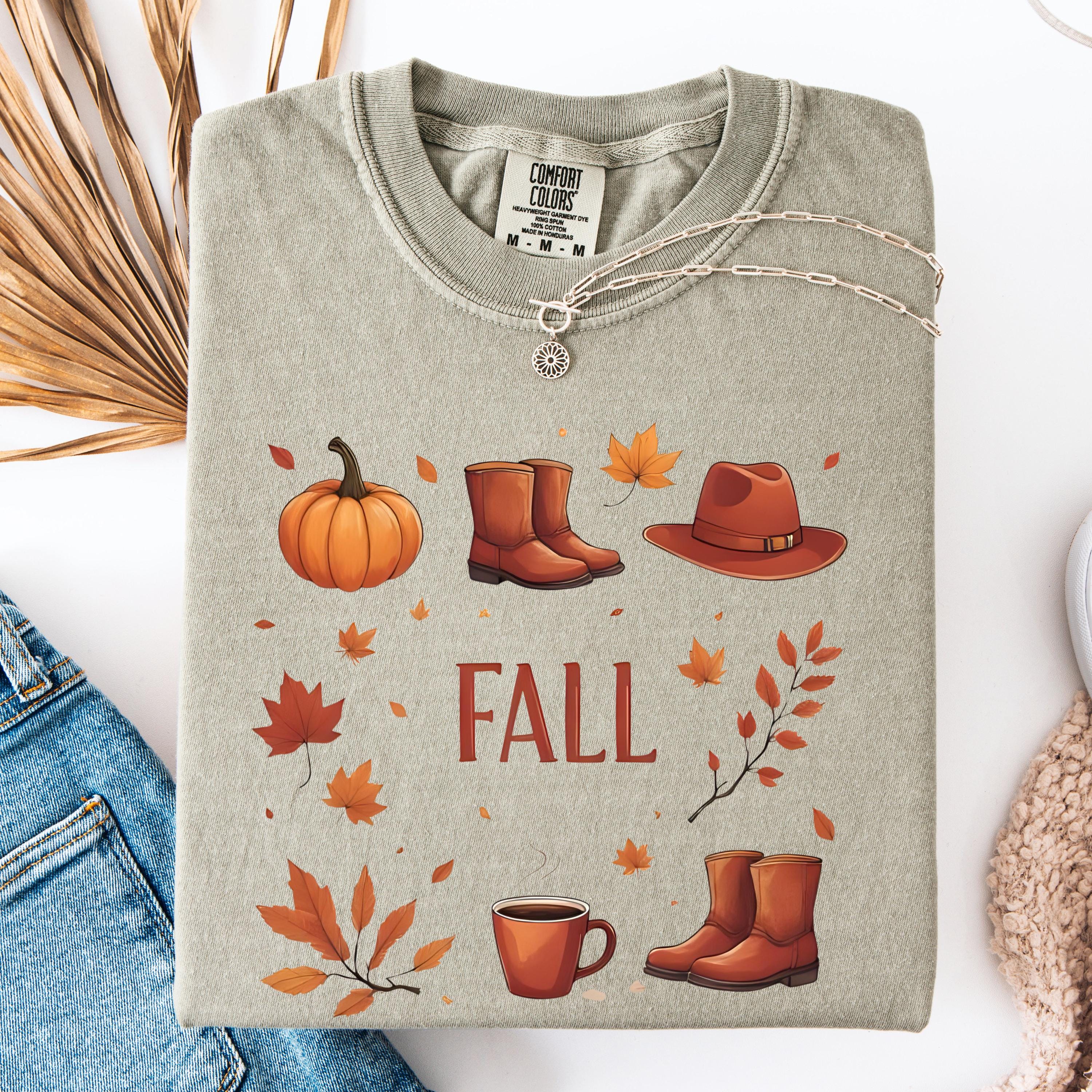 Hello Fall Floral Pumpkin Shirt - Autumn Leaves Graphic