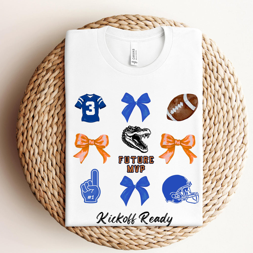 Future MVP Game Day Shirt | Football & Bows | Neutral Colors | Bella+Canvas 3001