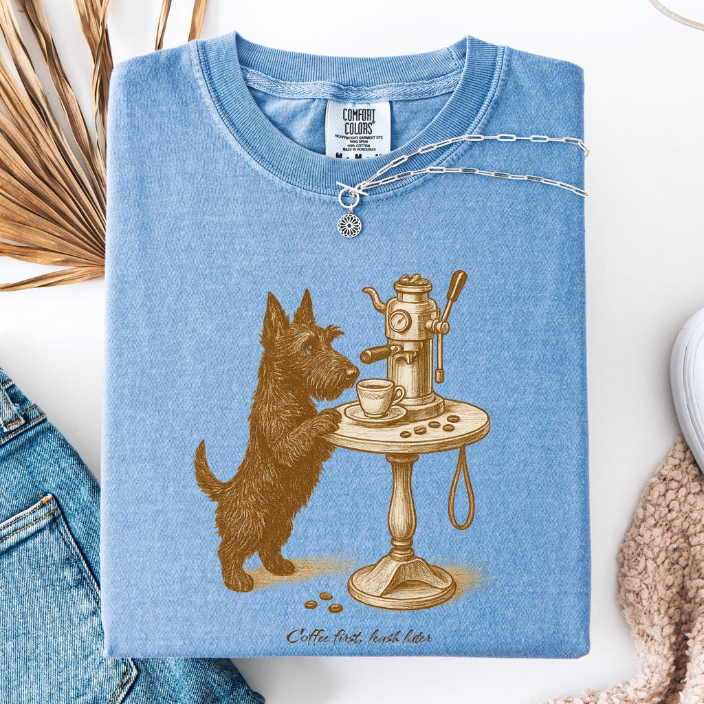 Scottish Terrier Latte Lover Shirt, coffe dog