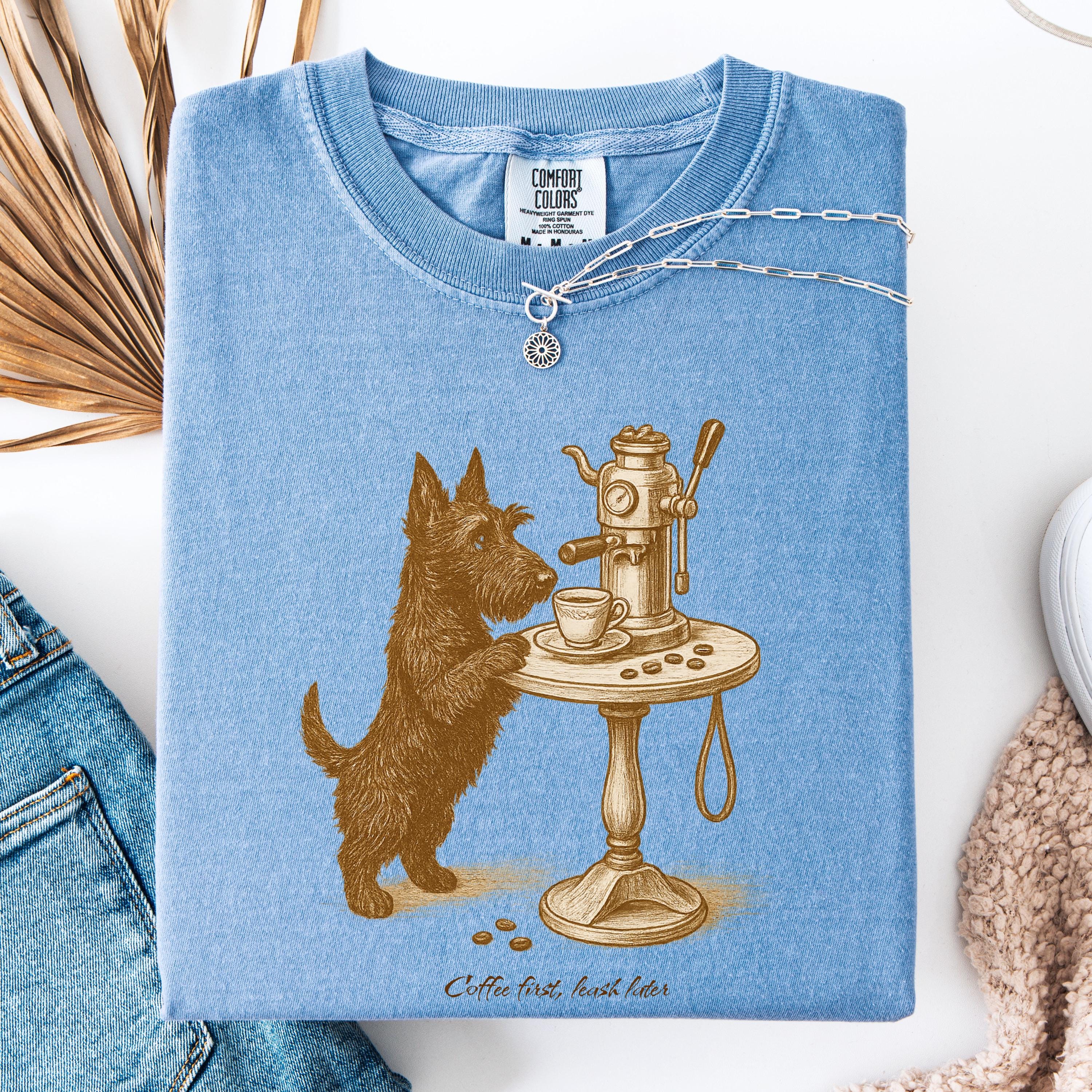 Scottish Terrier Latte Lover Shirt, coffe dog