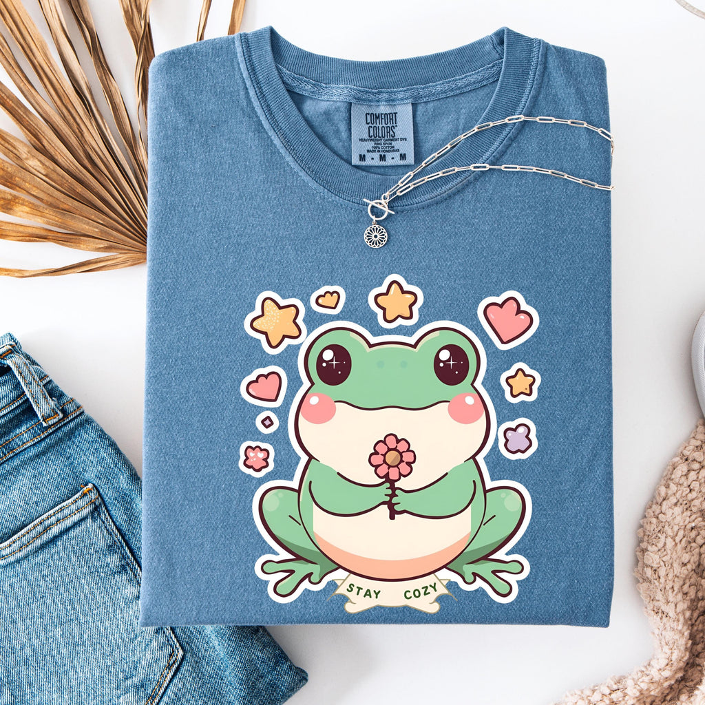 Kawaii Frog T-Shirt | Funny Flower Frog Art