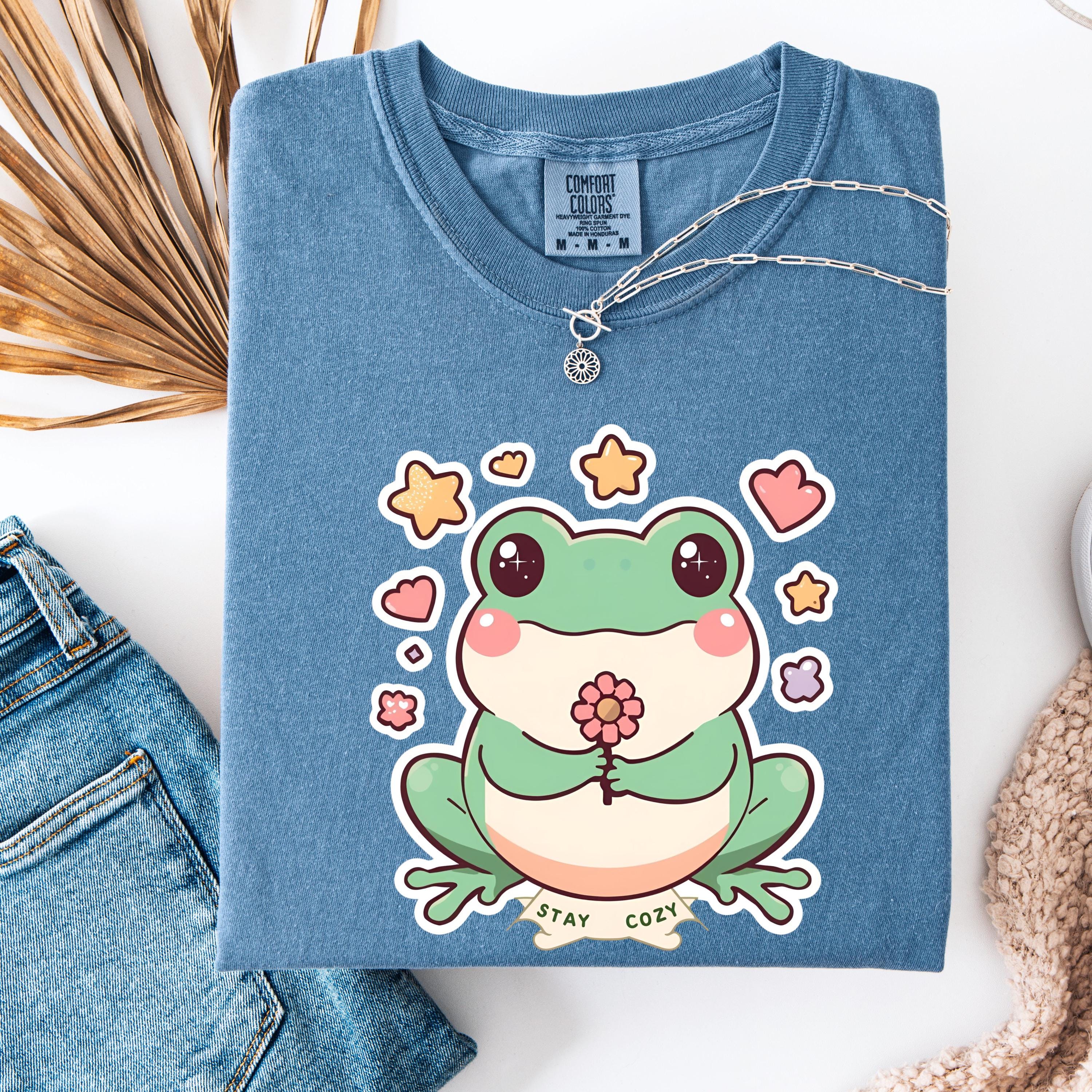 Kawaii Frog T-Shirt | Funny Flower Frog Art