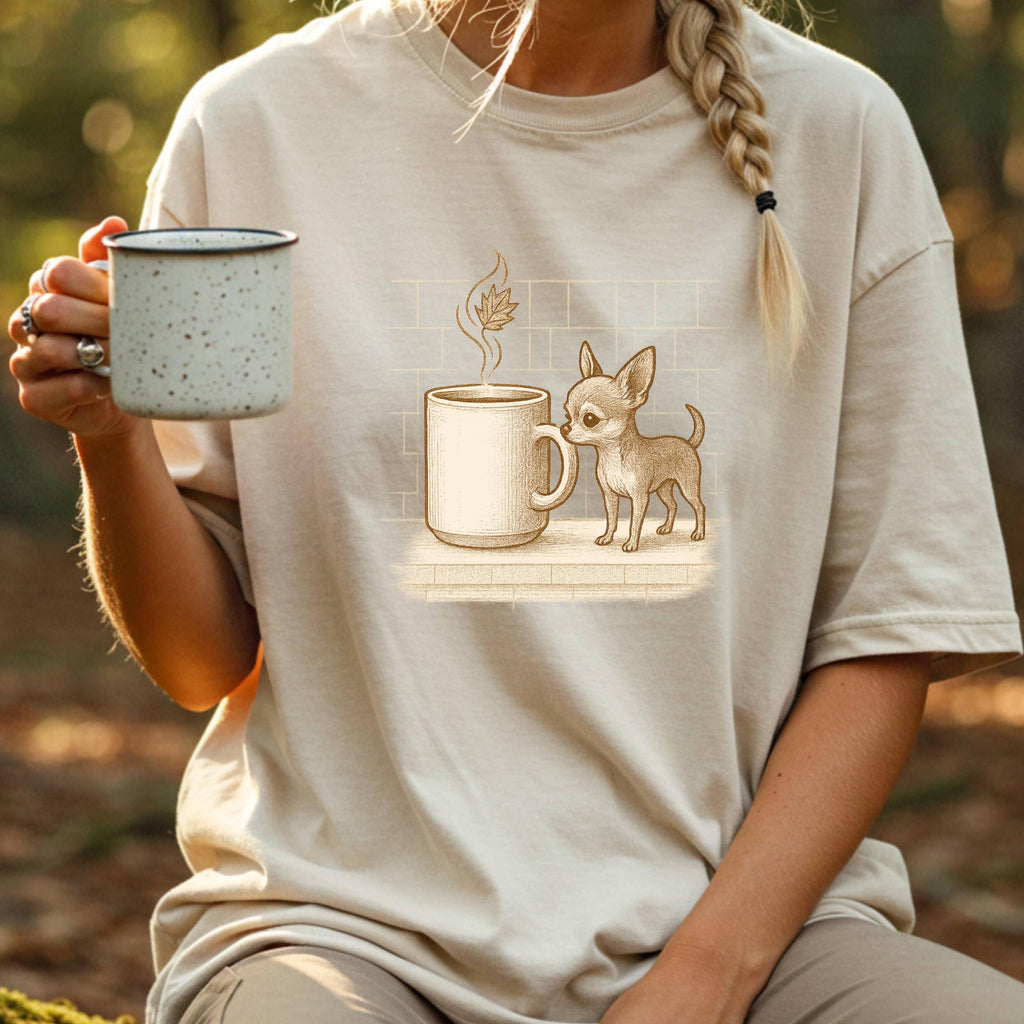 Chihuahua Shirt • Coffee Cozy Fall Tee | Dog Mom Gift