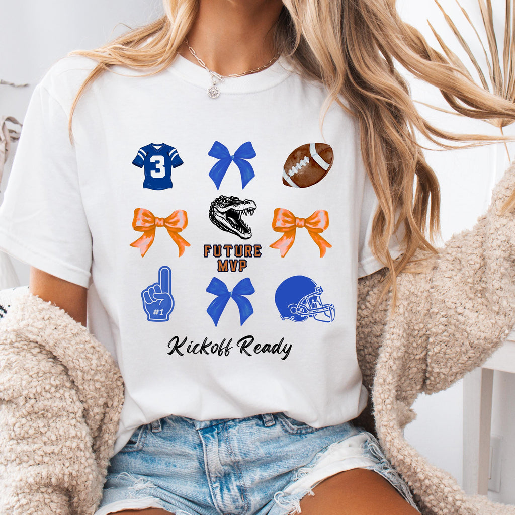 Future MVP Game Day Shirt | Football & Bows | Neutral Colors | Bella+Canvas 3001