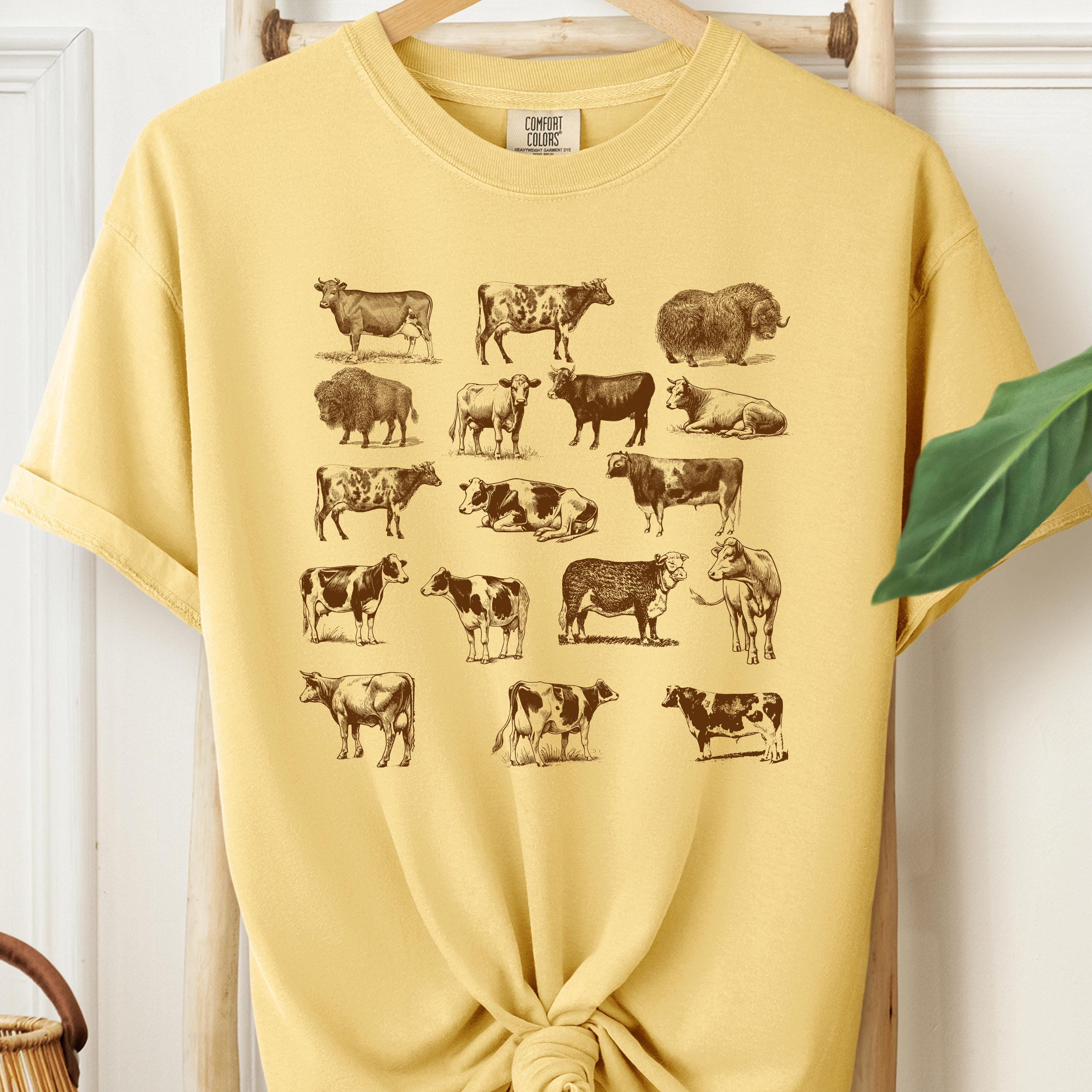 Vintage Cow Print Tee, Comfort Colors Oversized Unisex Shirt