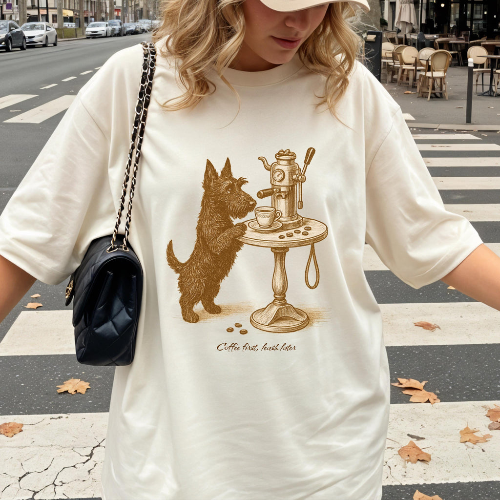 Scottish Terrier Latte Lover Shirt, coffe dog