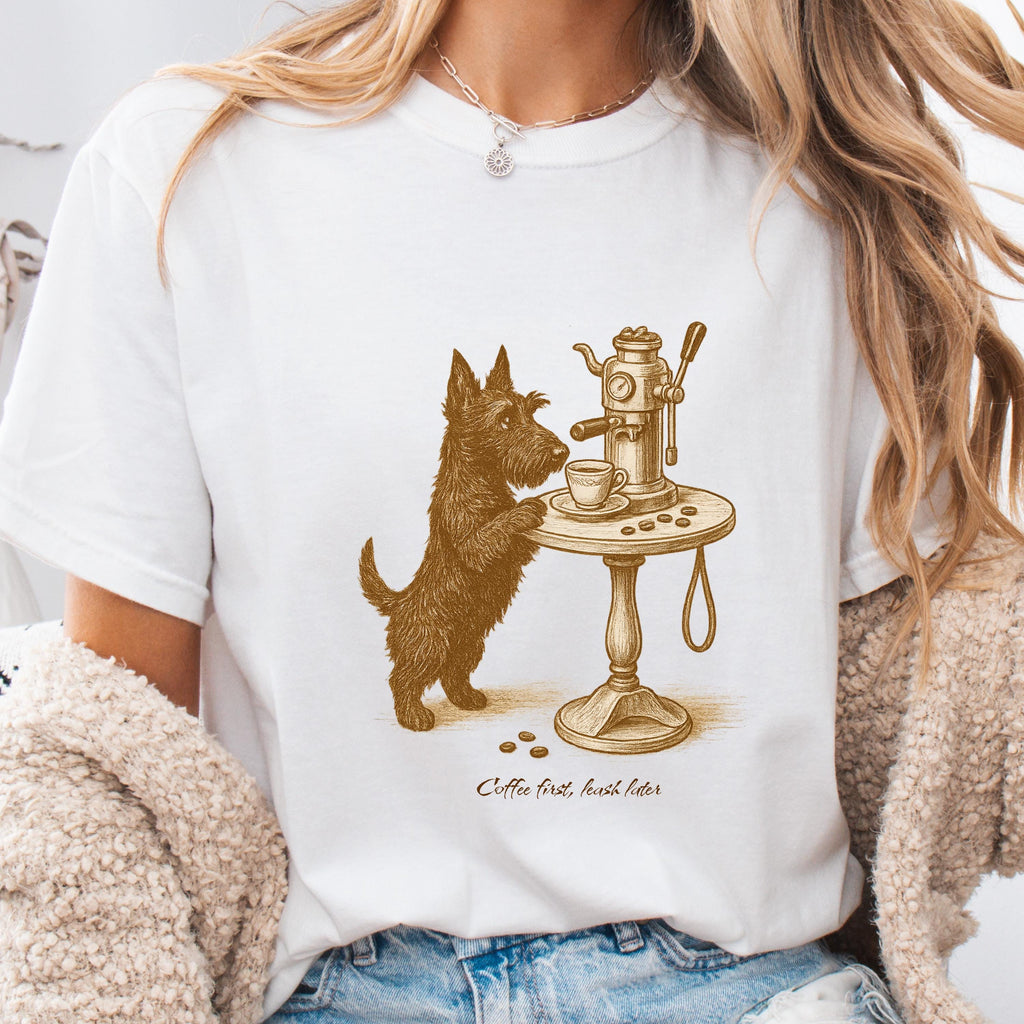 Scottish Terrier Latte Lover Shirt, coffe dog