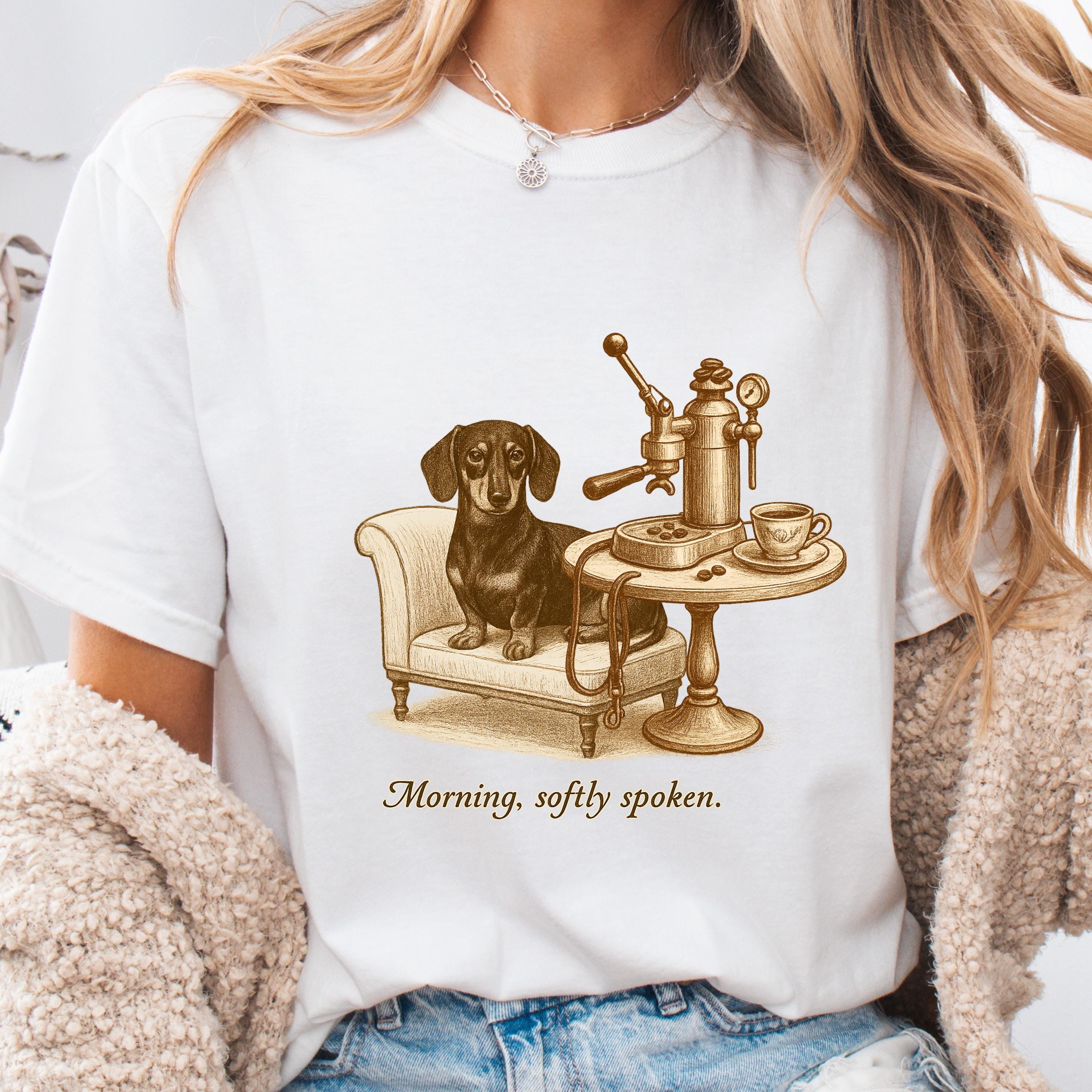 Dachshund Shirt, Morning,  Dog & Espresso