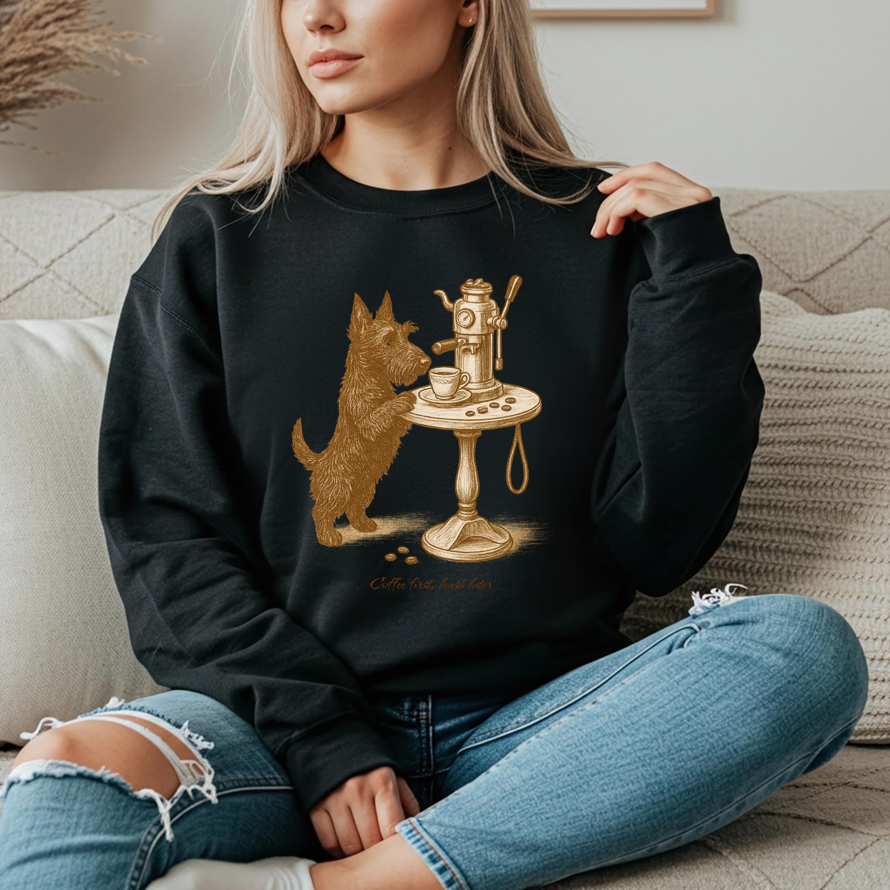 Scottie Dog Sweatshirt - Fall Coffee & Dogs Crewneck