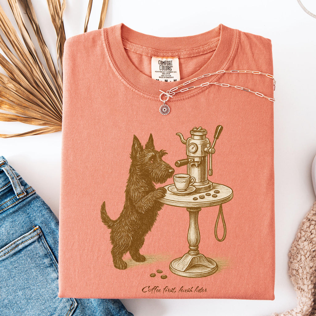 Scottish Terrier Latte Lover Shirt, coffe dog