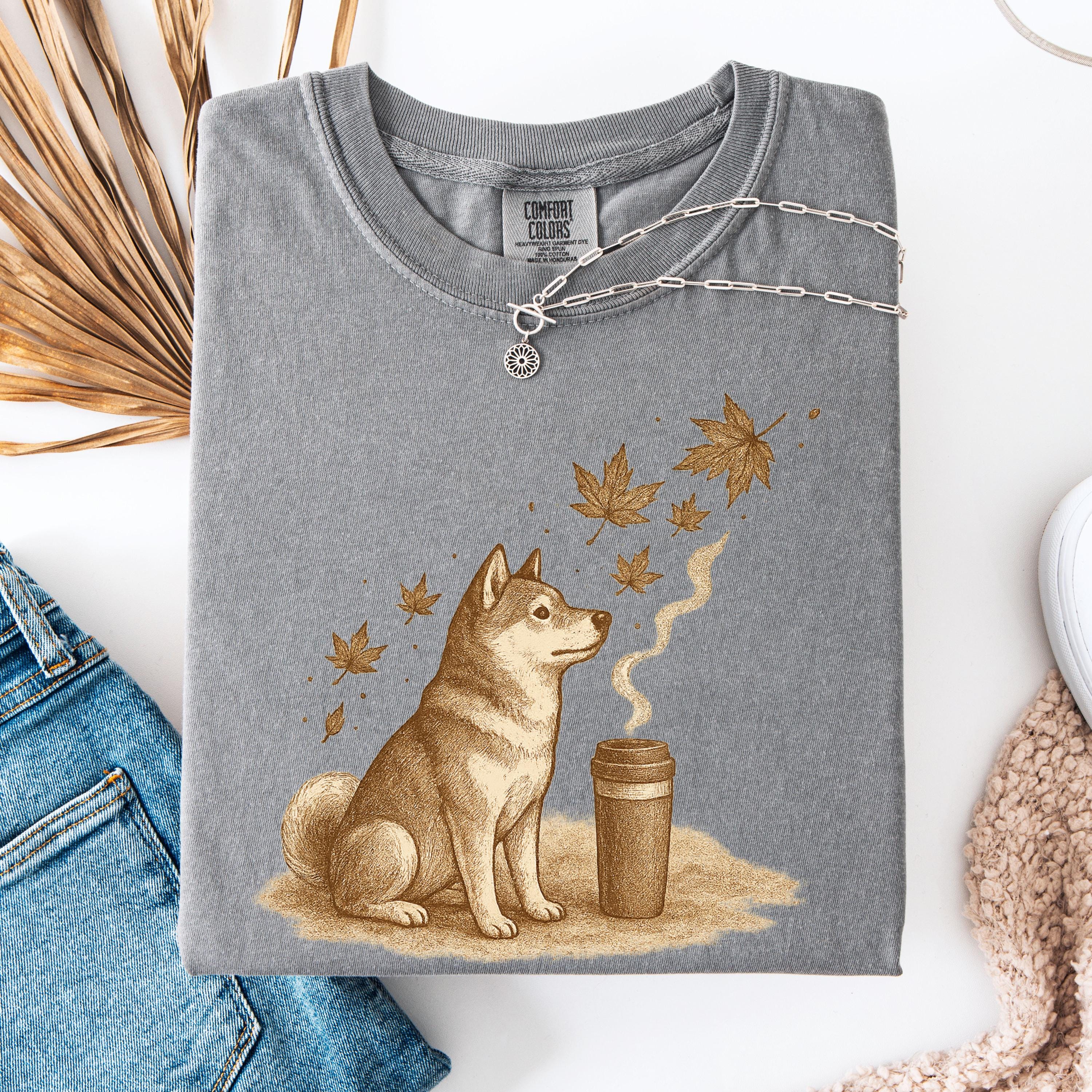 Dogs; Shiba Inu & Akita Coffee Shirt / Top-Down Café Art