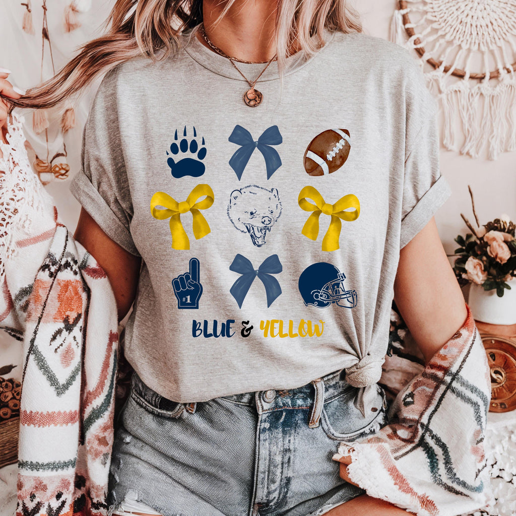 Blue & Yellow Game Day Tee, College football,