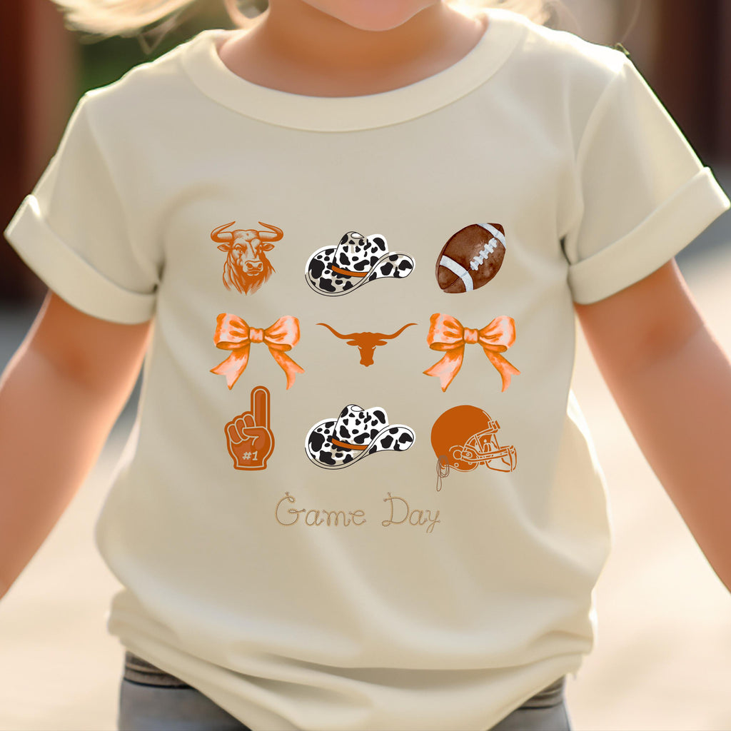 Toddler Football Shirt, Western Cow Print Cowboy Hat Game, fall football