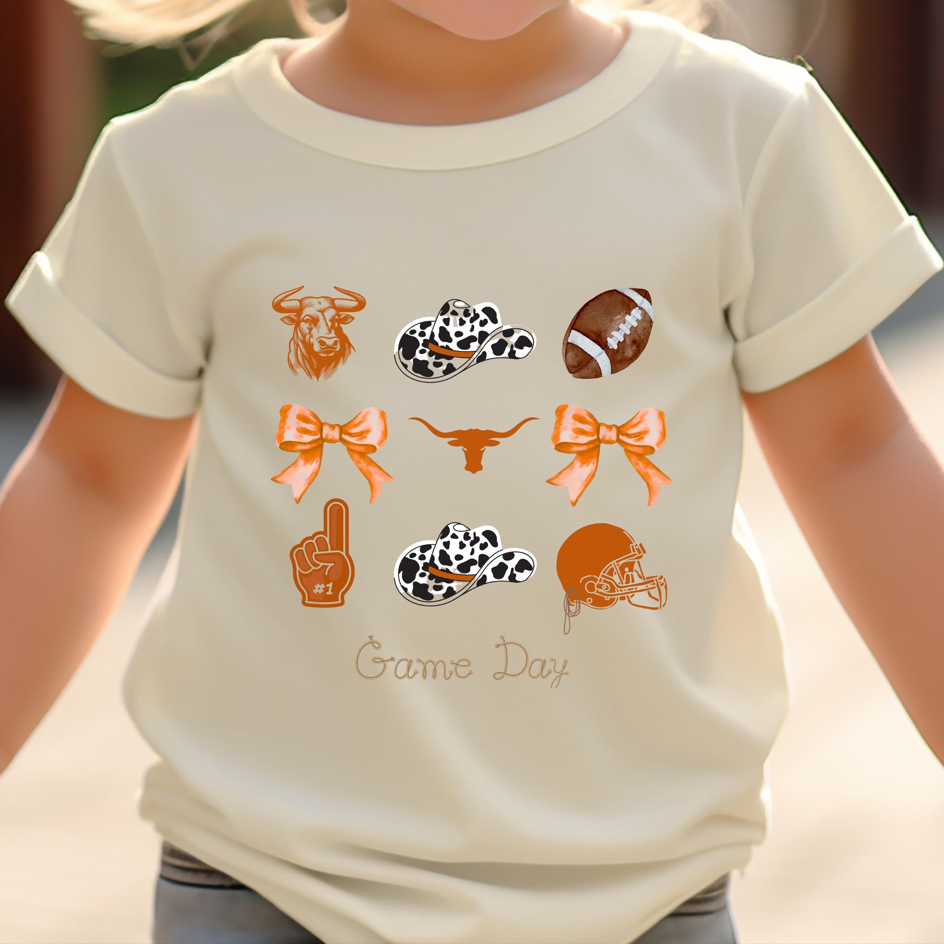 Toddler Football Shirt, Western Cow Print Cowboy Hat Game, fall football
