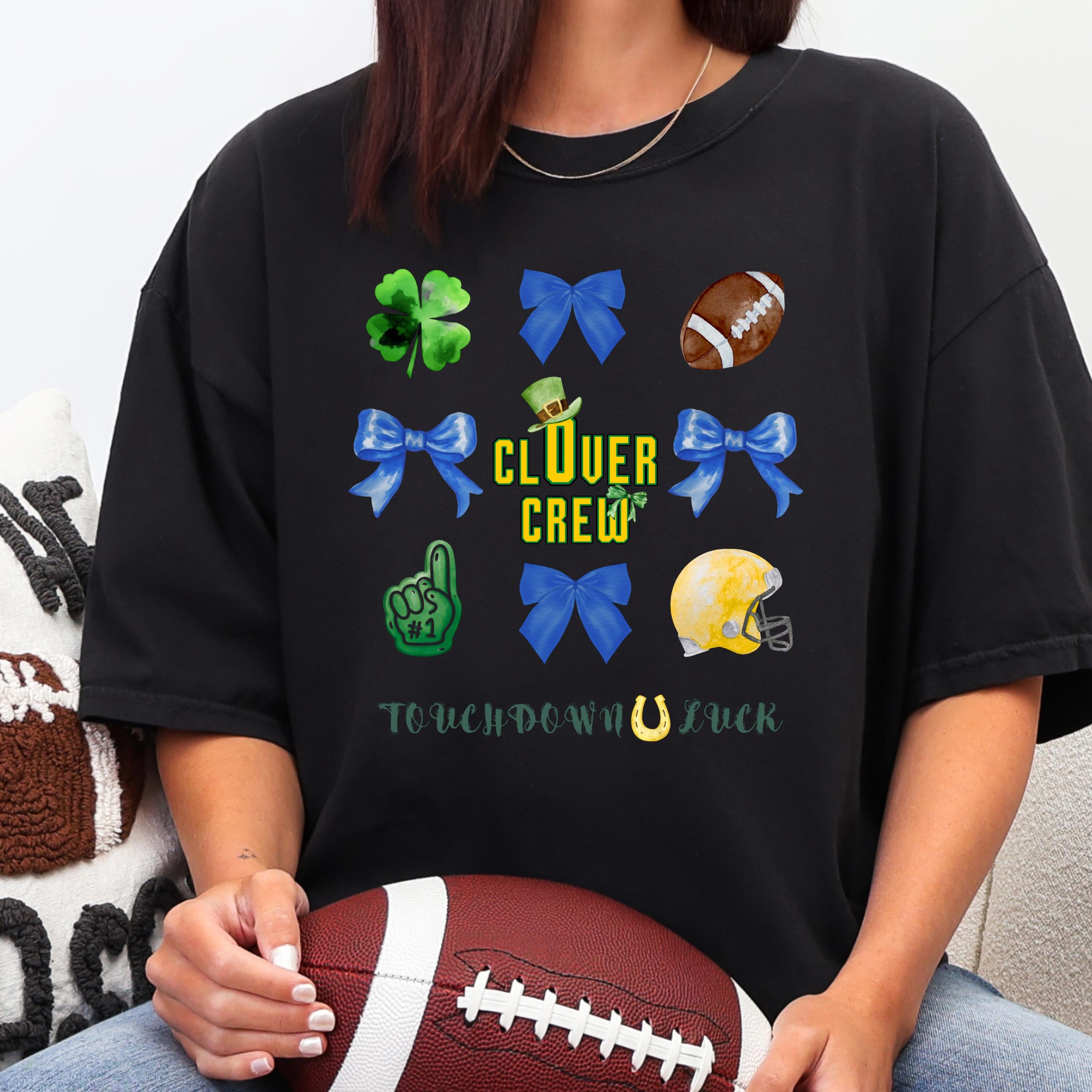 Clover Crew St Patrick's Day Football Shirt, Shamrock Game Day Tee