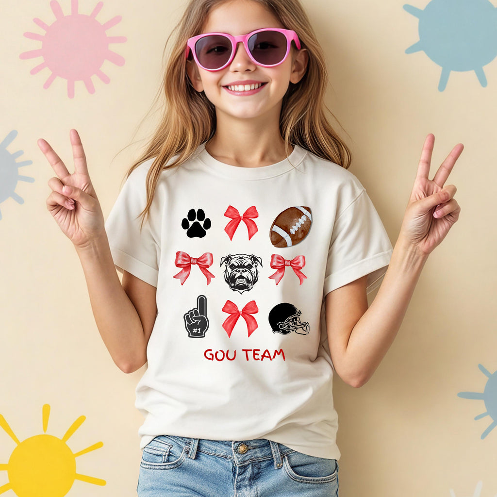 Kids Bulldogs Game Day Football T-Shirt, School Spirit!