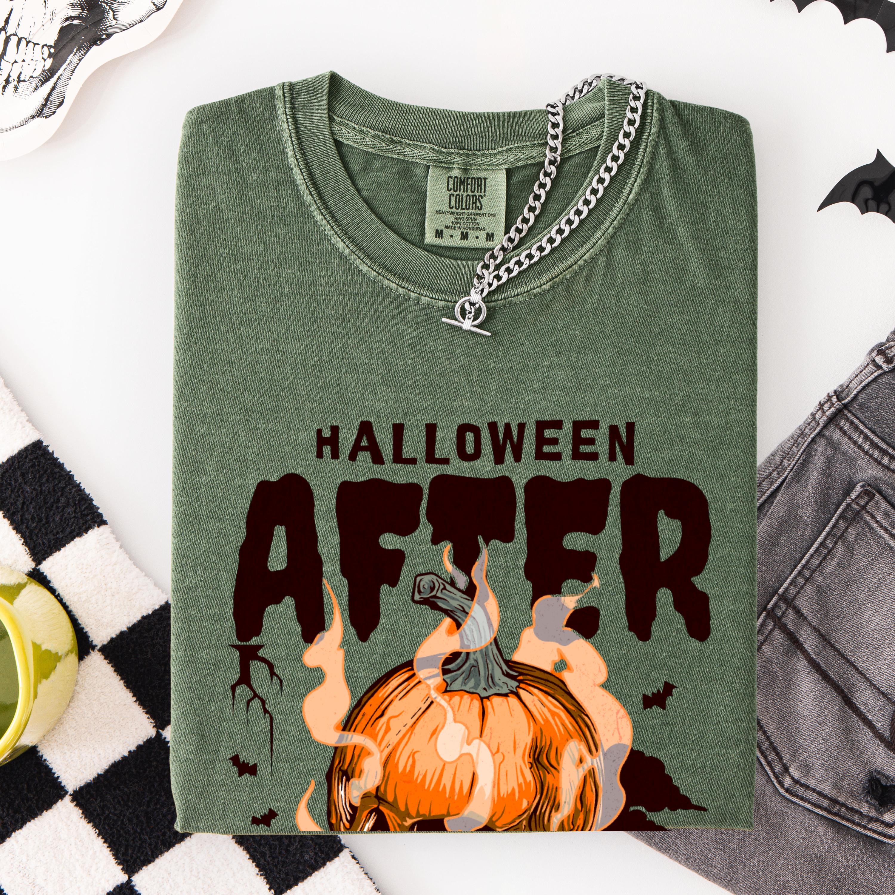 Halloween Night Shirt featuring Gothic Pumpkin Skull - Black Tee, horror shirt
