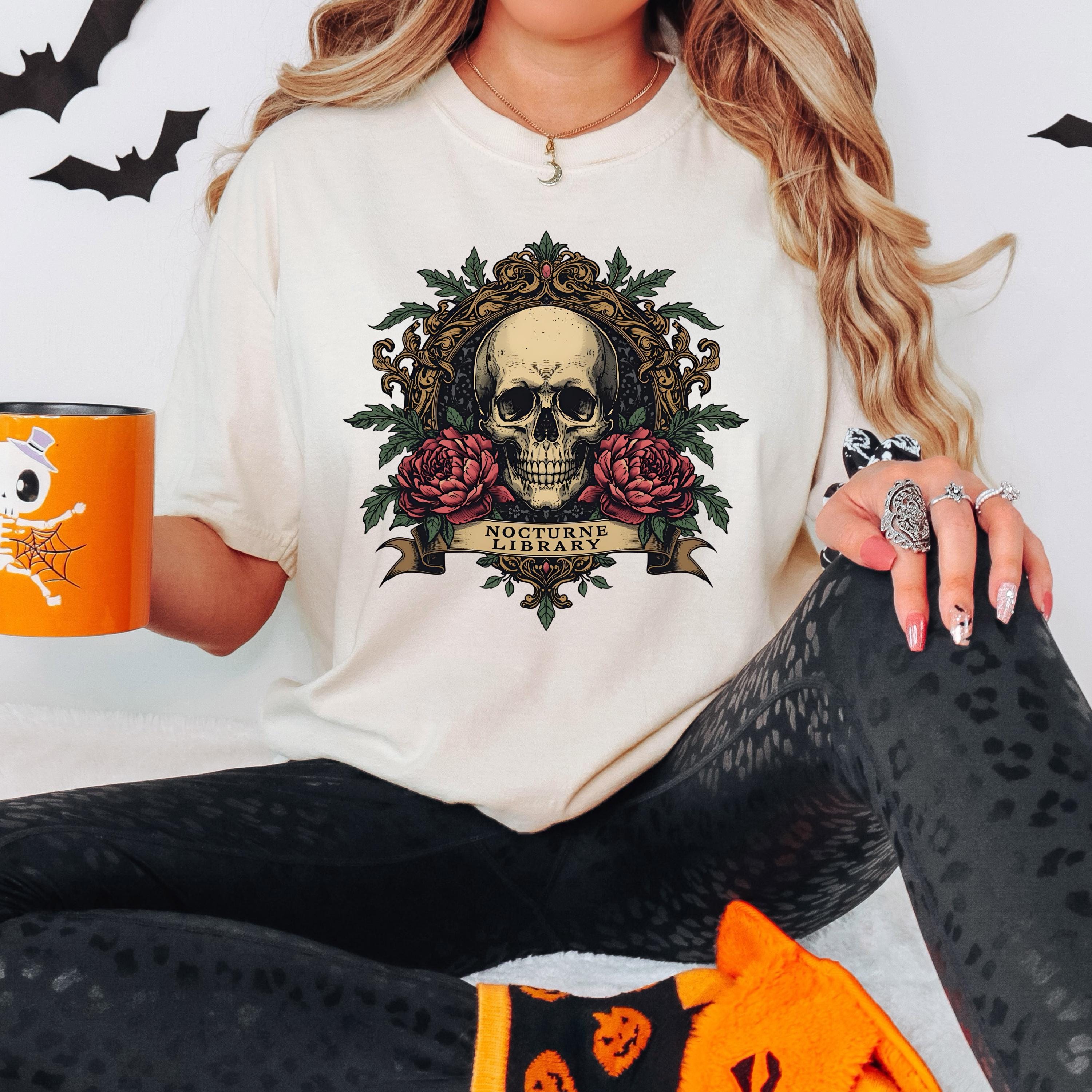 Goth Clothes Skull Shirt – Vintage Skull Rose Tee