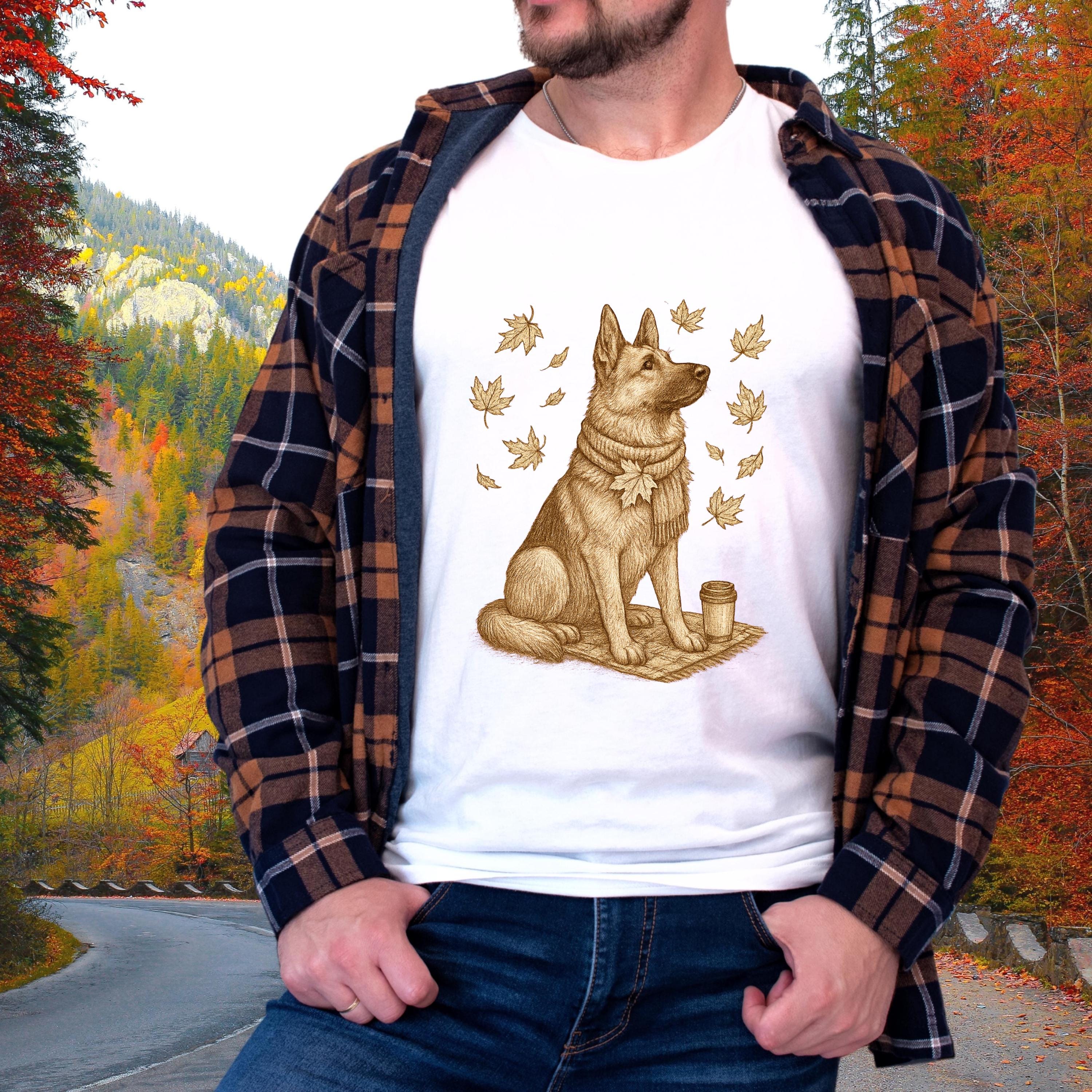 German Shepherd Autumn Coffee Shirt, fall style gift